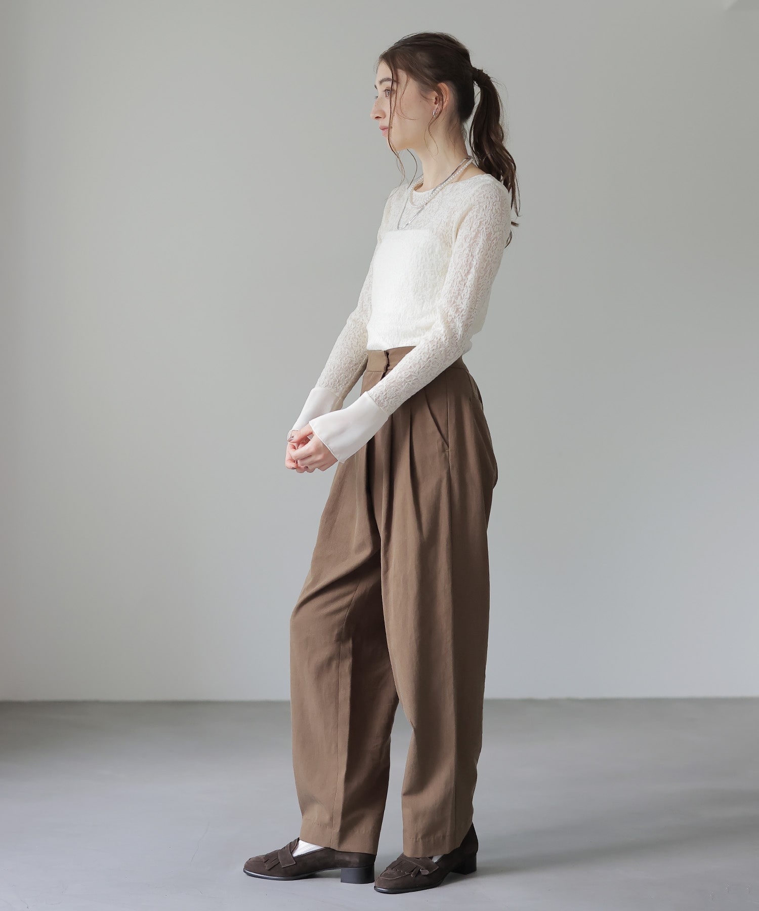 とろみツイルアシメタックパンツ