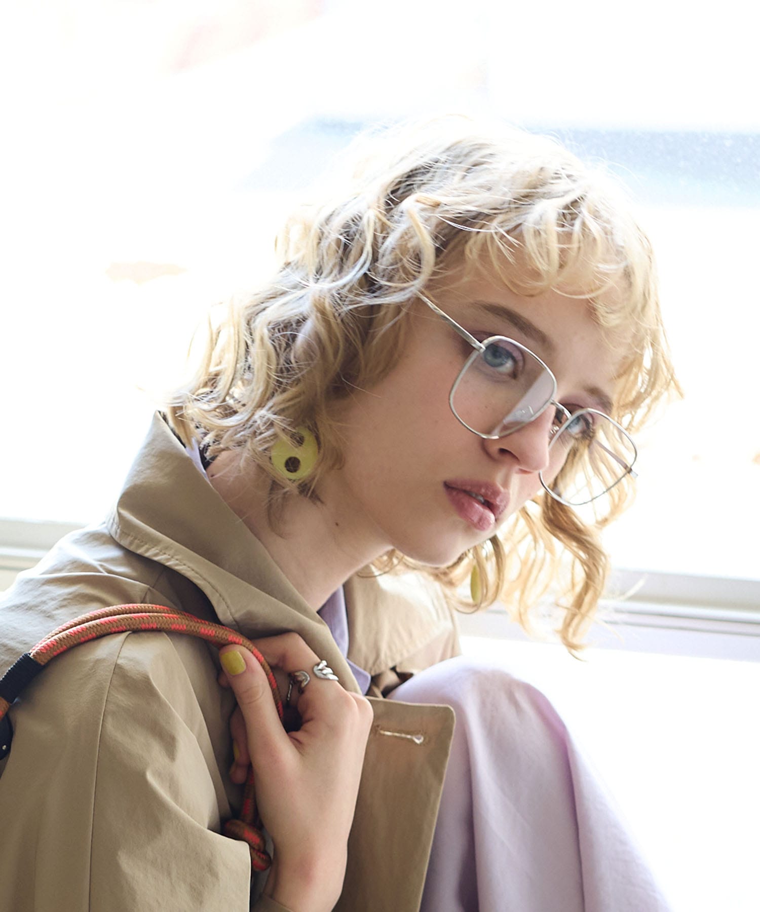 BIGスクエアクリアサングラス《紫外線透過率1%未満》