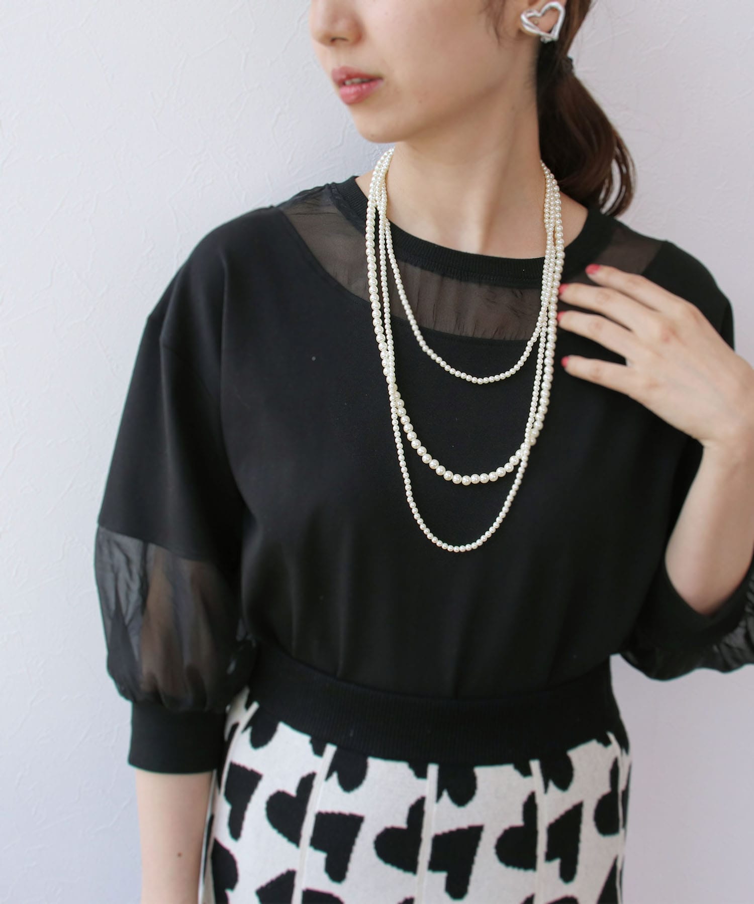 3Way3連パールネックレス