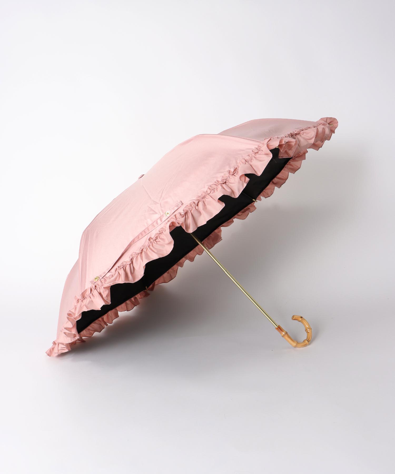 【pink trick / ピンクトリック】フリル完全遮光折傘（晴雨兼用）