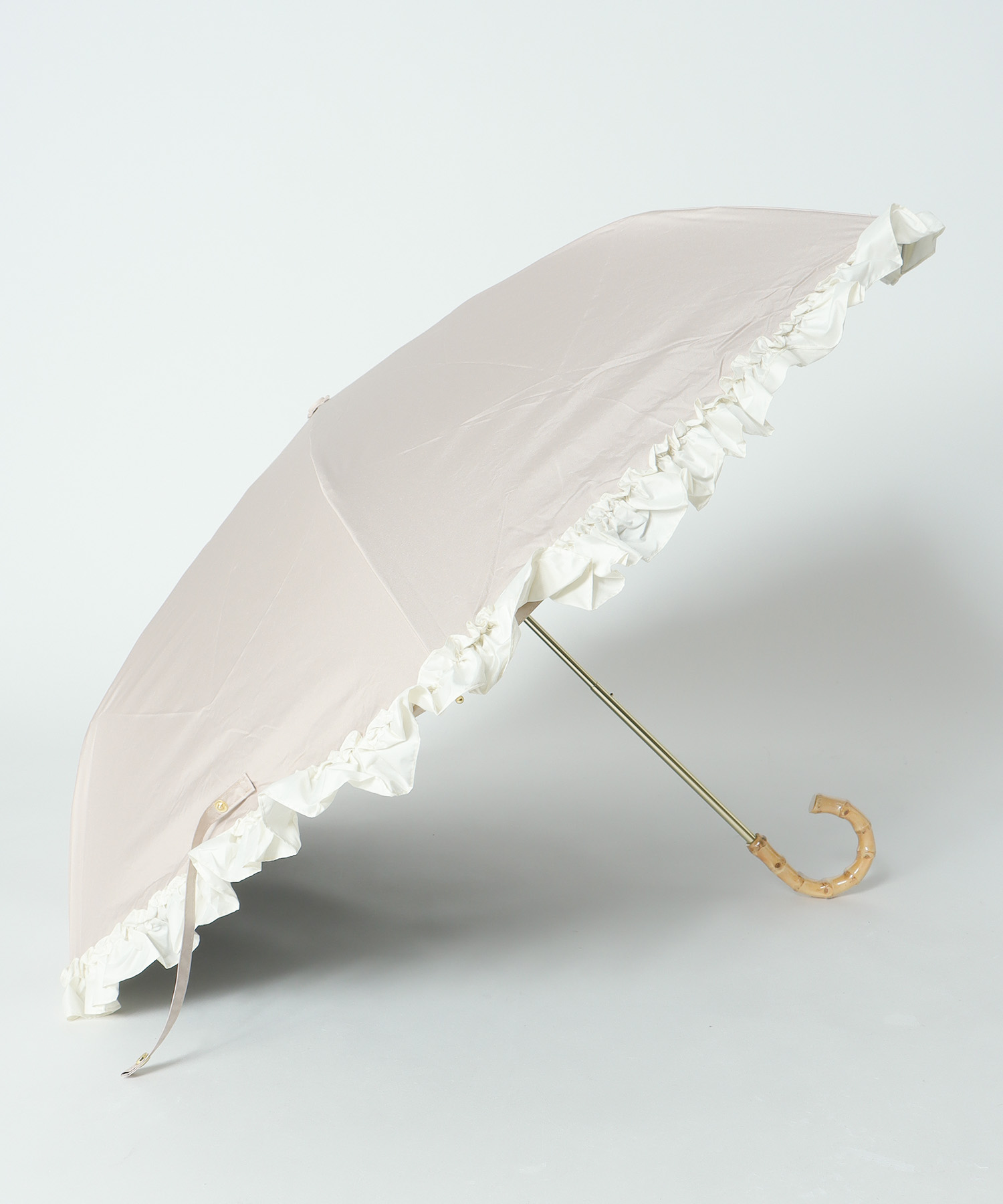 【pink trick / ピンクトリック】フリル完全遮光折傘（晴雨兼用）