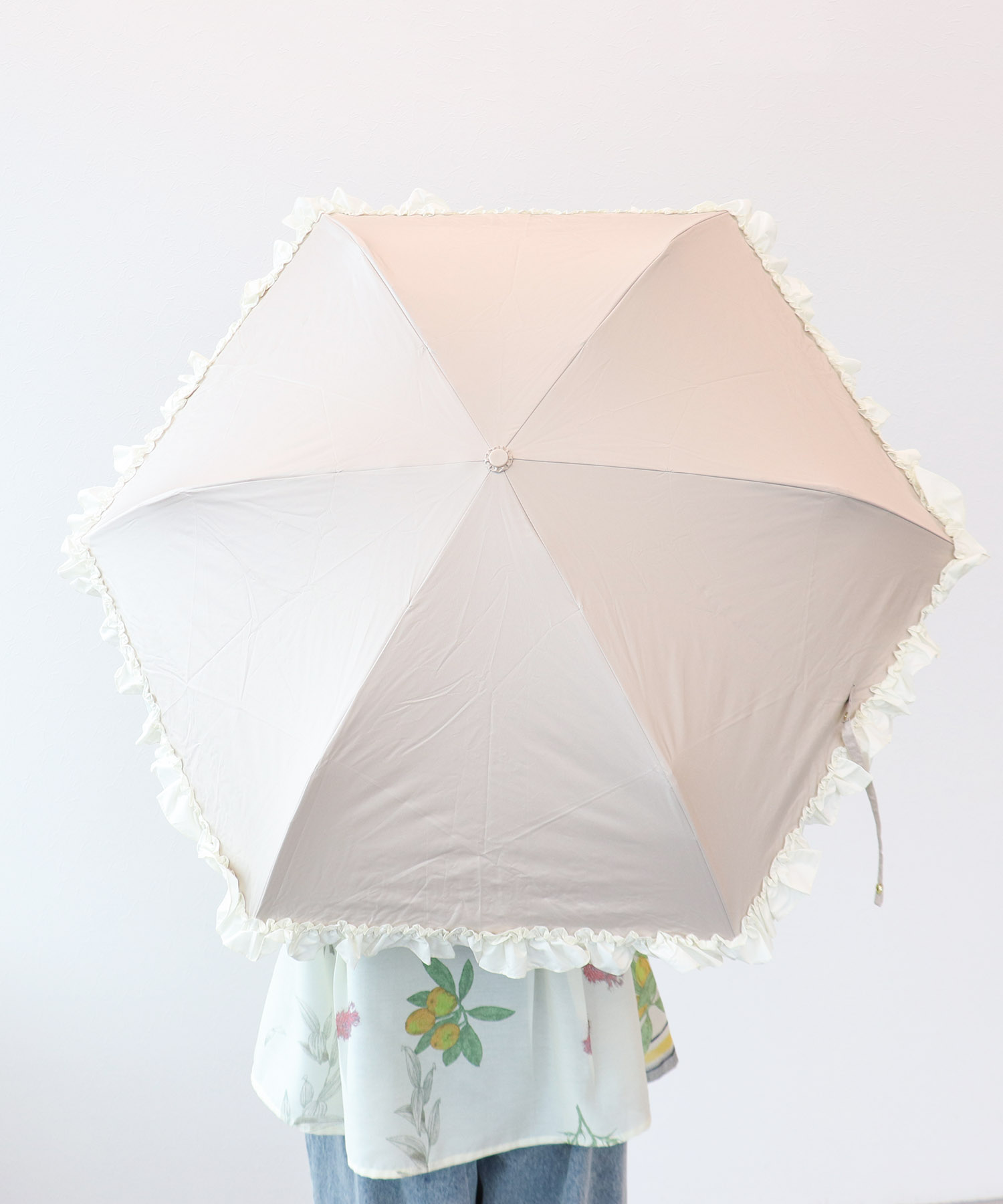 【pink trick / ピンクトリック】フリル完全遮光折傘（晴雨兼用）