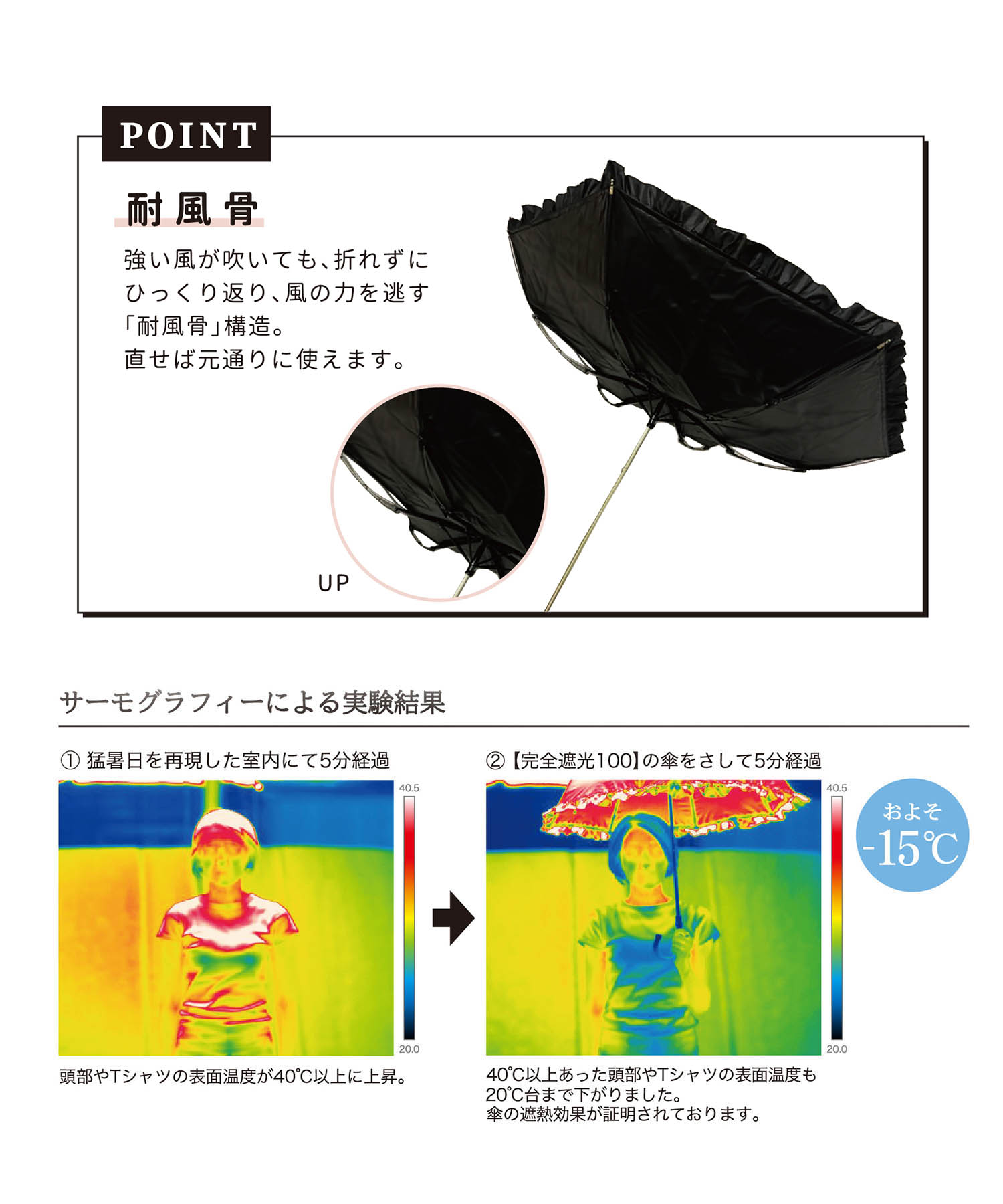 【pink trick / ピンクトリック】フリル完全遮光折傘（晴雨兼用）