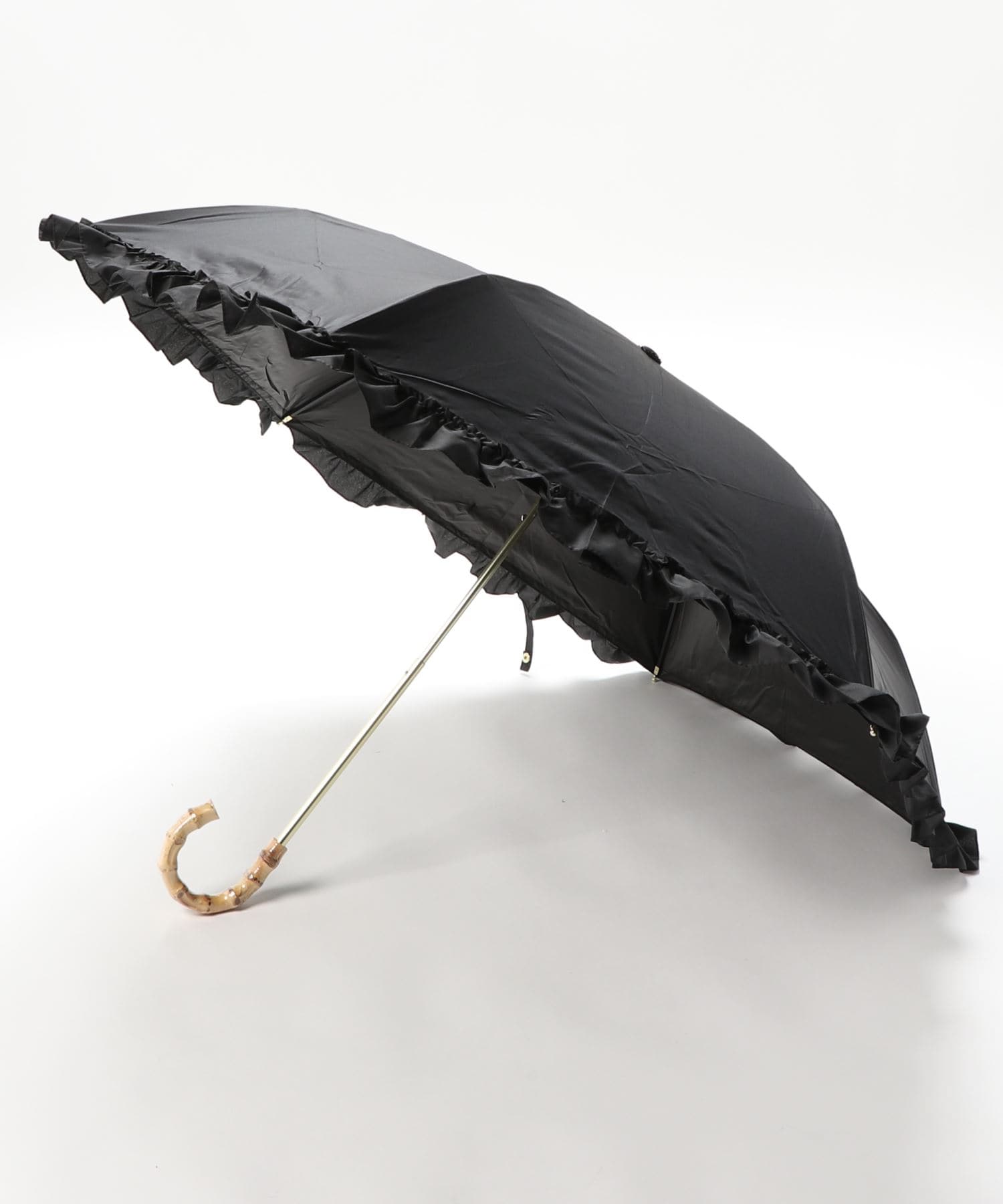 【pink trick / ピンクトリック】フリル完全遮光折傘（晴雨兼用）