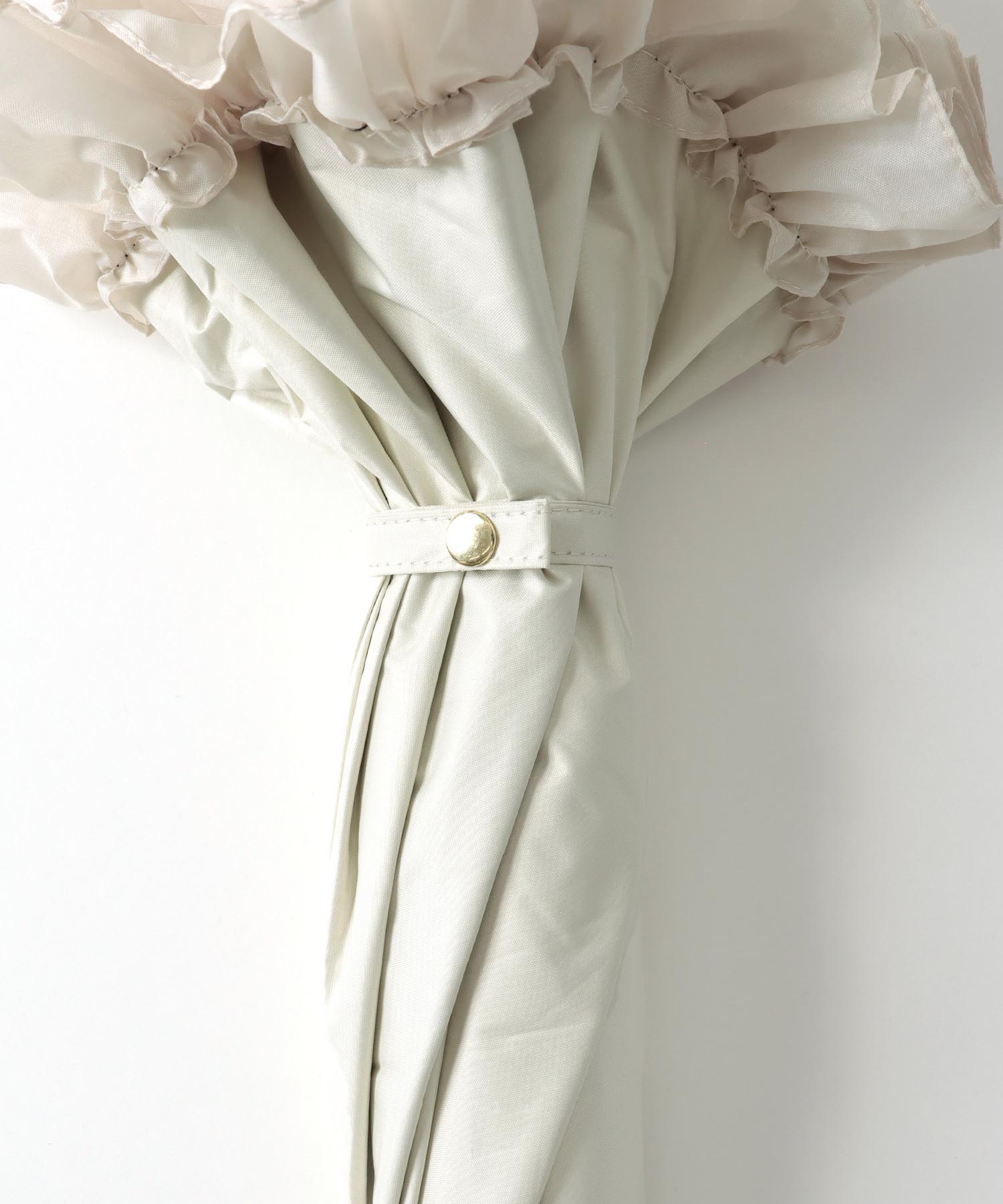 【WEB限定発売】【pink trick】フリル完全遮光2段折傘（晴雨兼用）