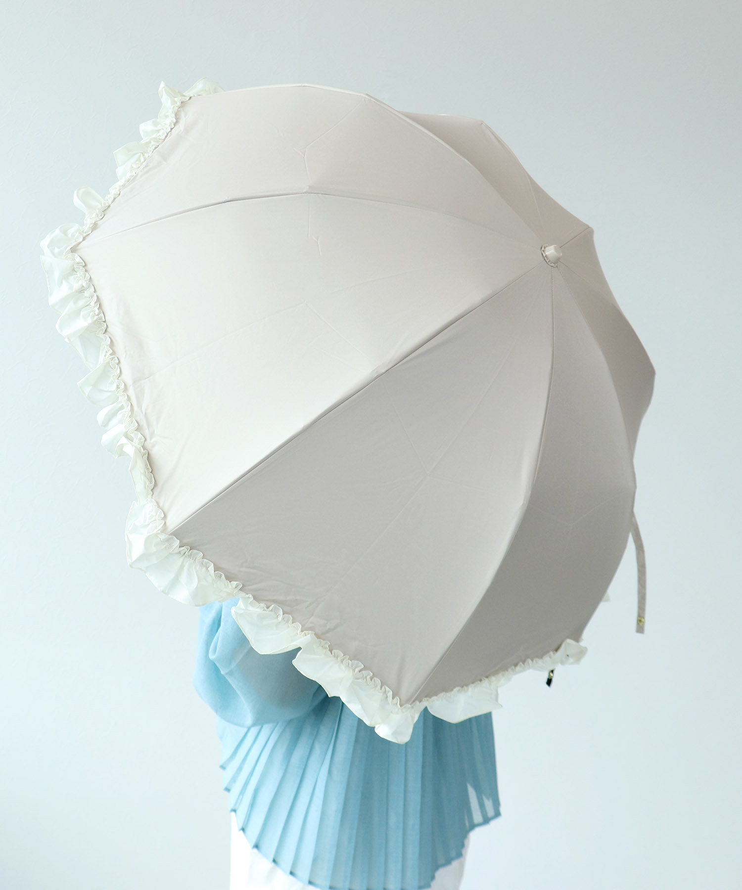 【WEB限定発売】【pink trick】フリル完全遮光2段折傘（晴雨兼用）