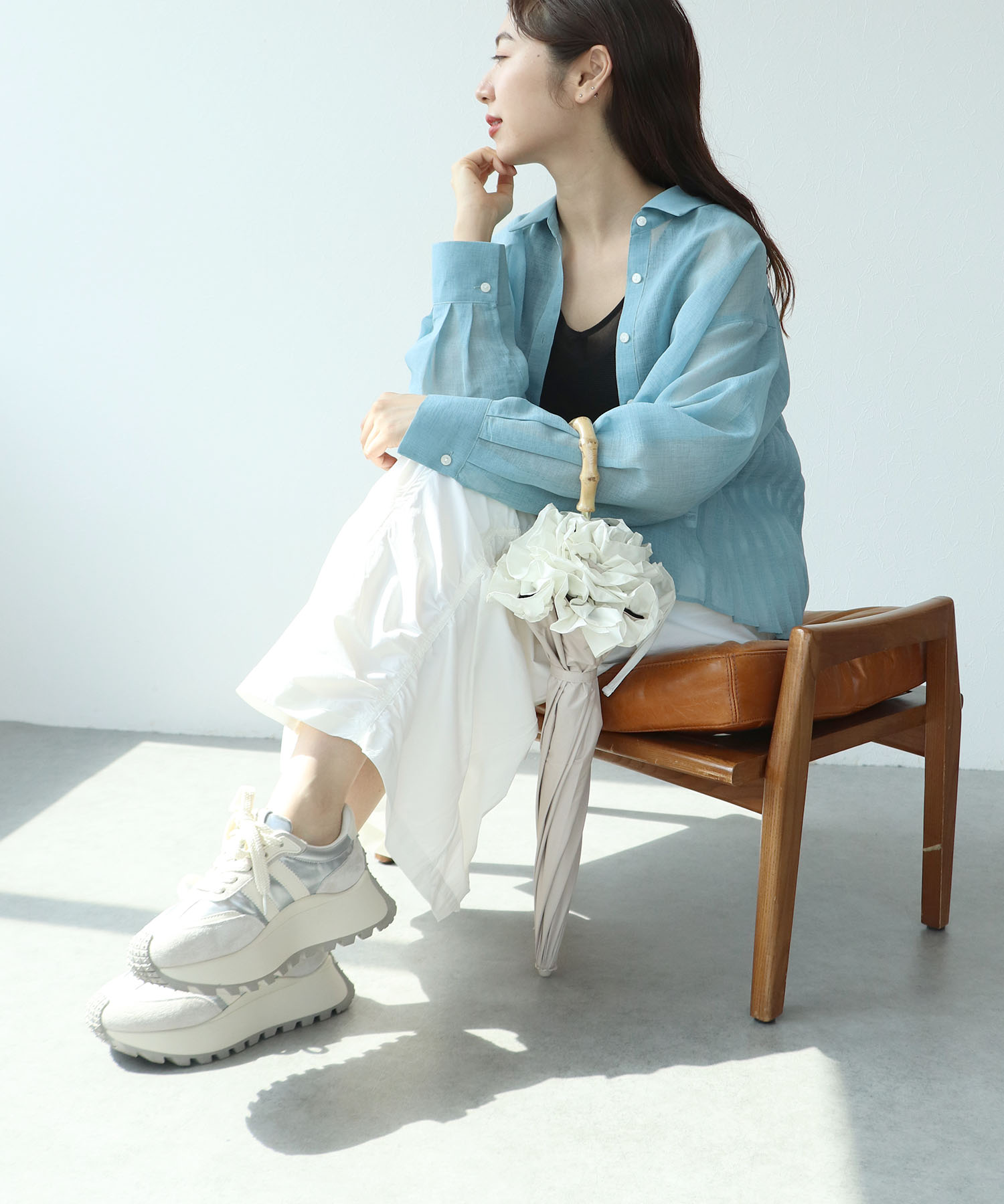 【WEB限定発売】【pink trick】フリル完全遮光2段折傘（晴雨兼用）