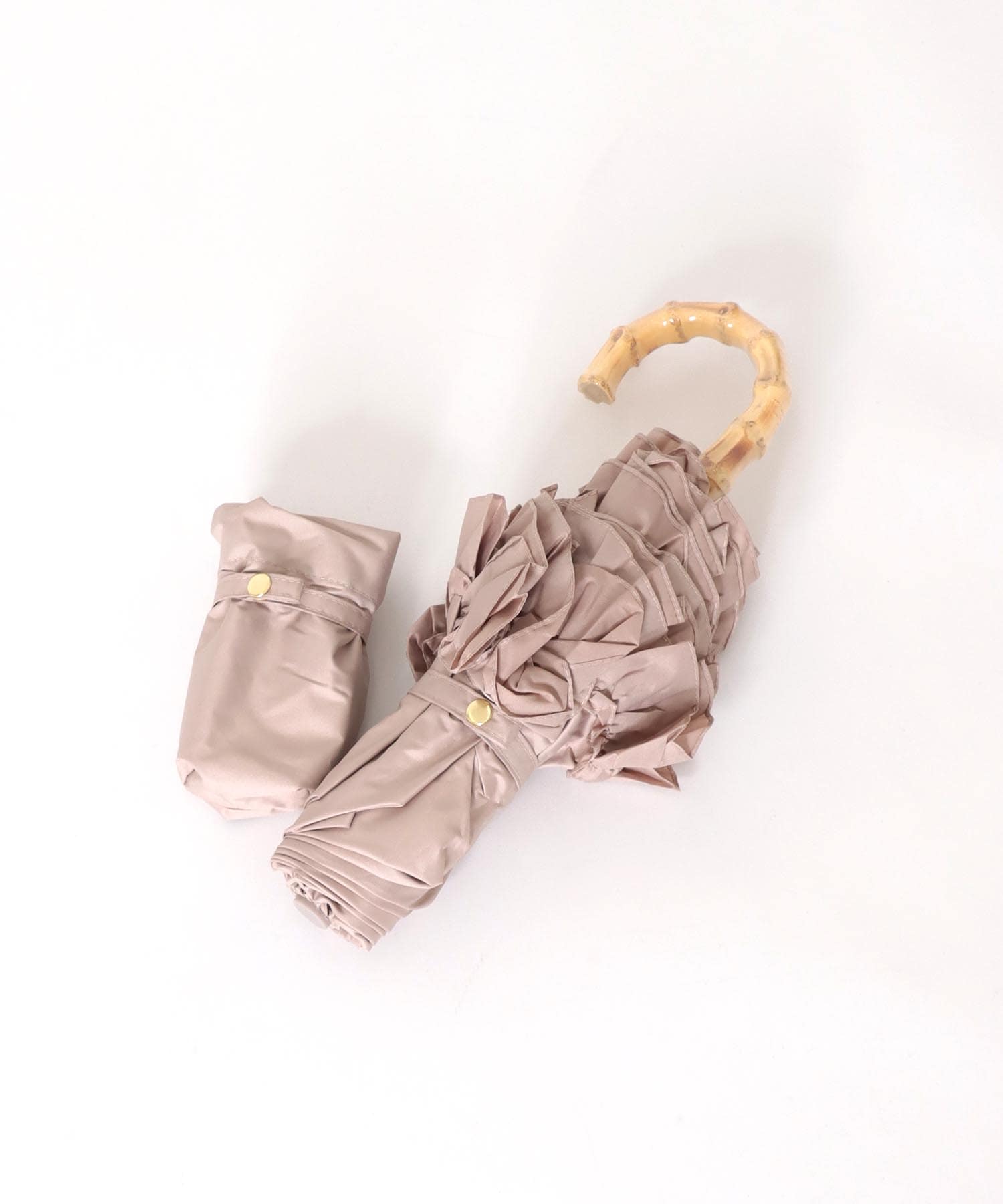 【pink trick / ピンクトリック】フリル完全遮光折傘（晴雨兼用）