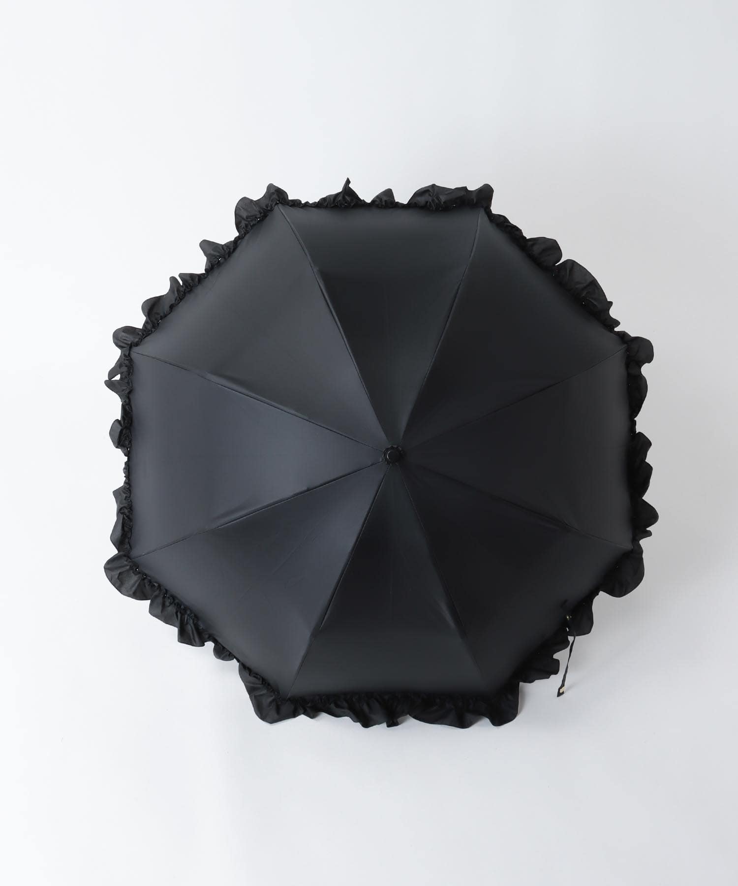 [CP日除け10%]【WEB限定】【pink trick】フリル完全遮光2段折傘(晴雨兼用)