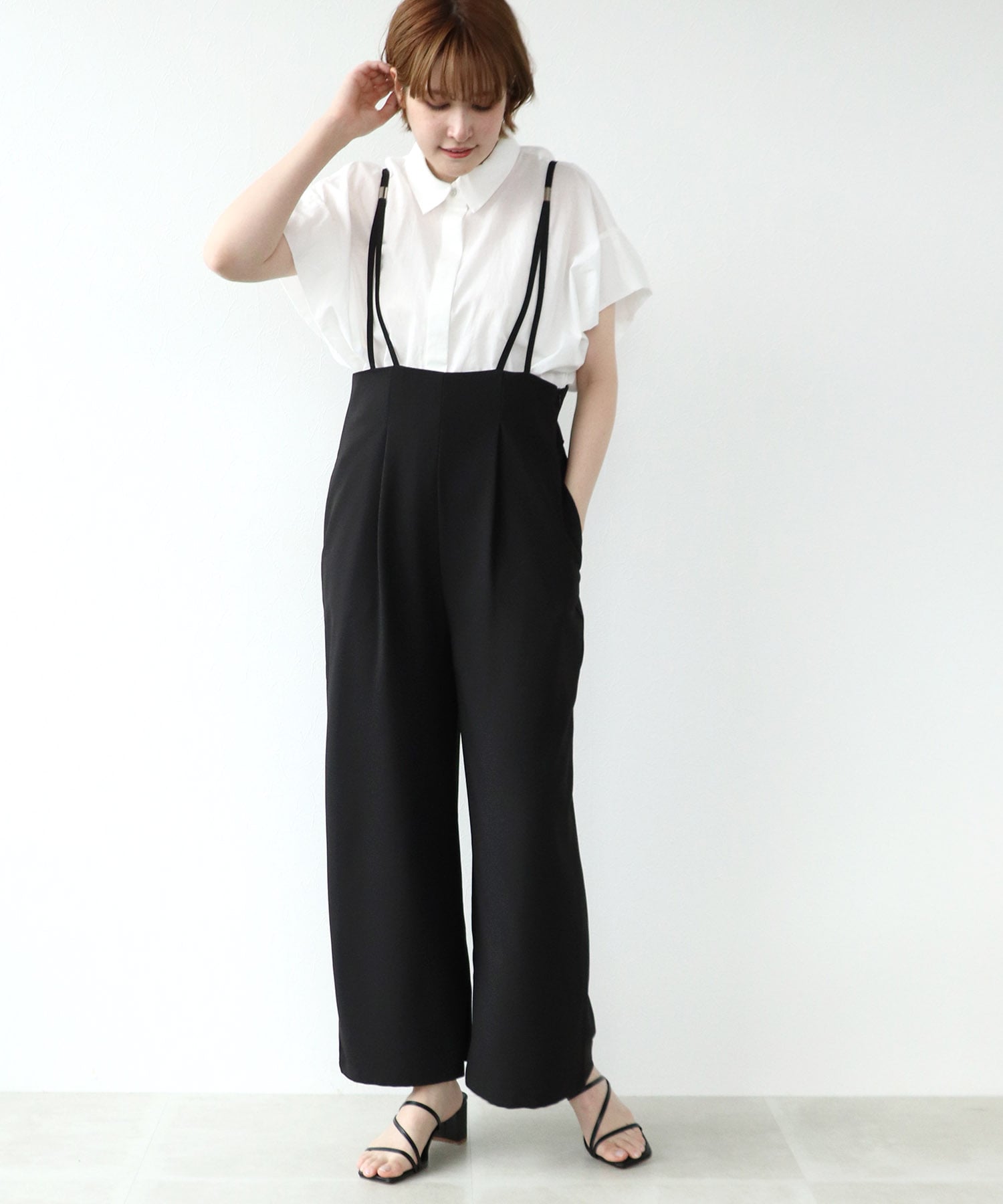 買得 Curensology カレンソロジー バックギャザーサロペット 