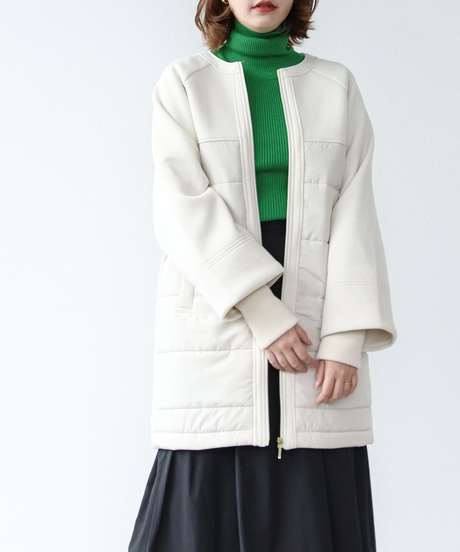 SIIILON (シーロン）coat white ジップコート - ロングコート