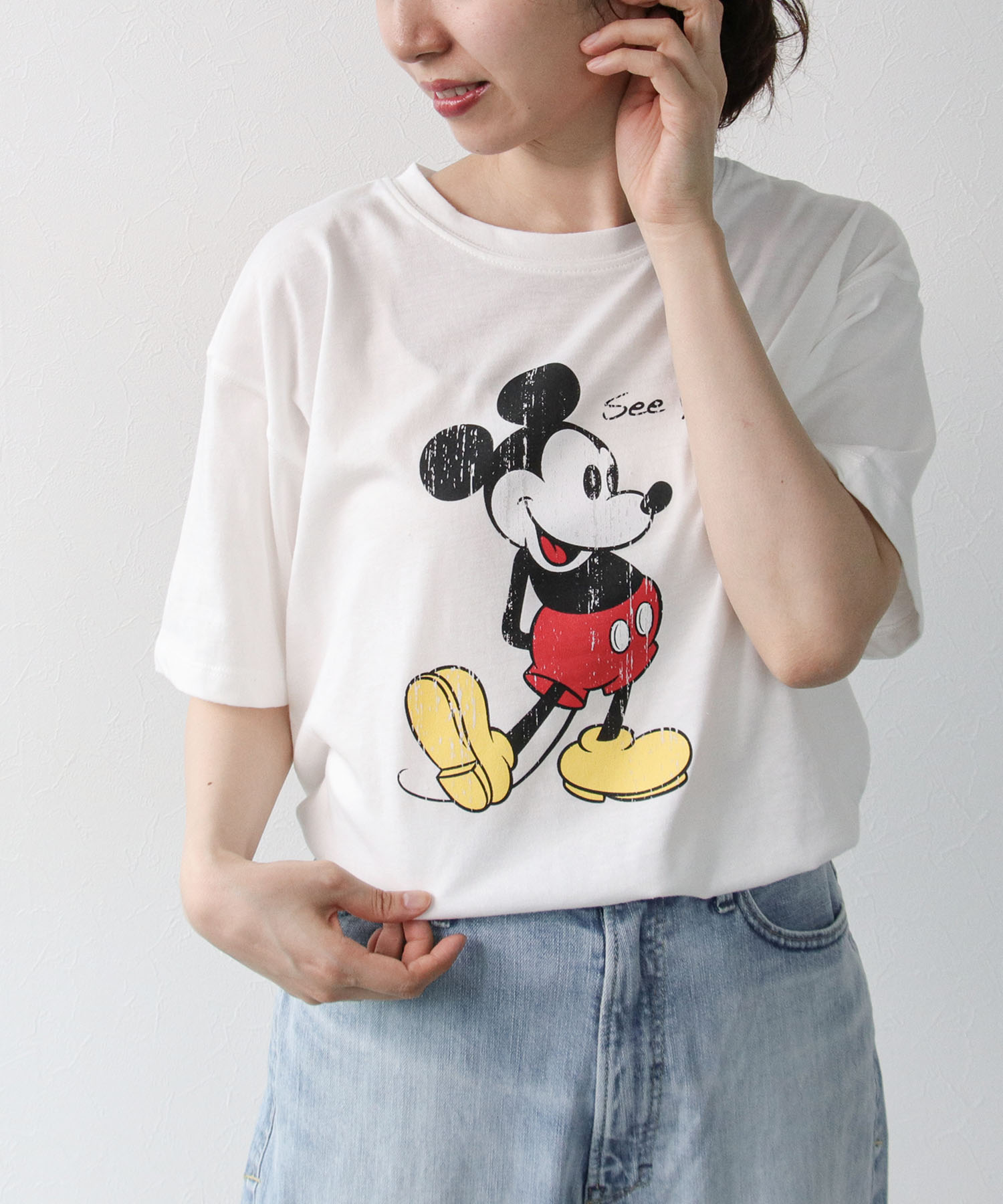 ミッキーアートプリントワイドTシャツ