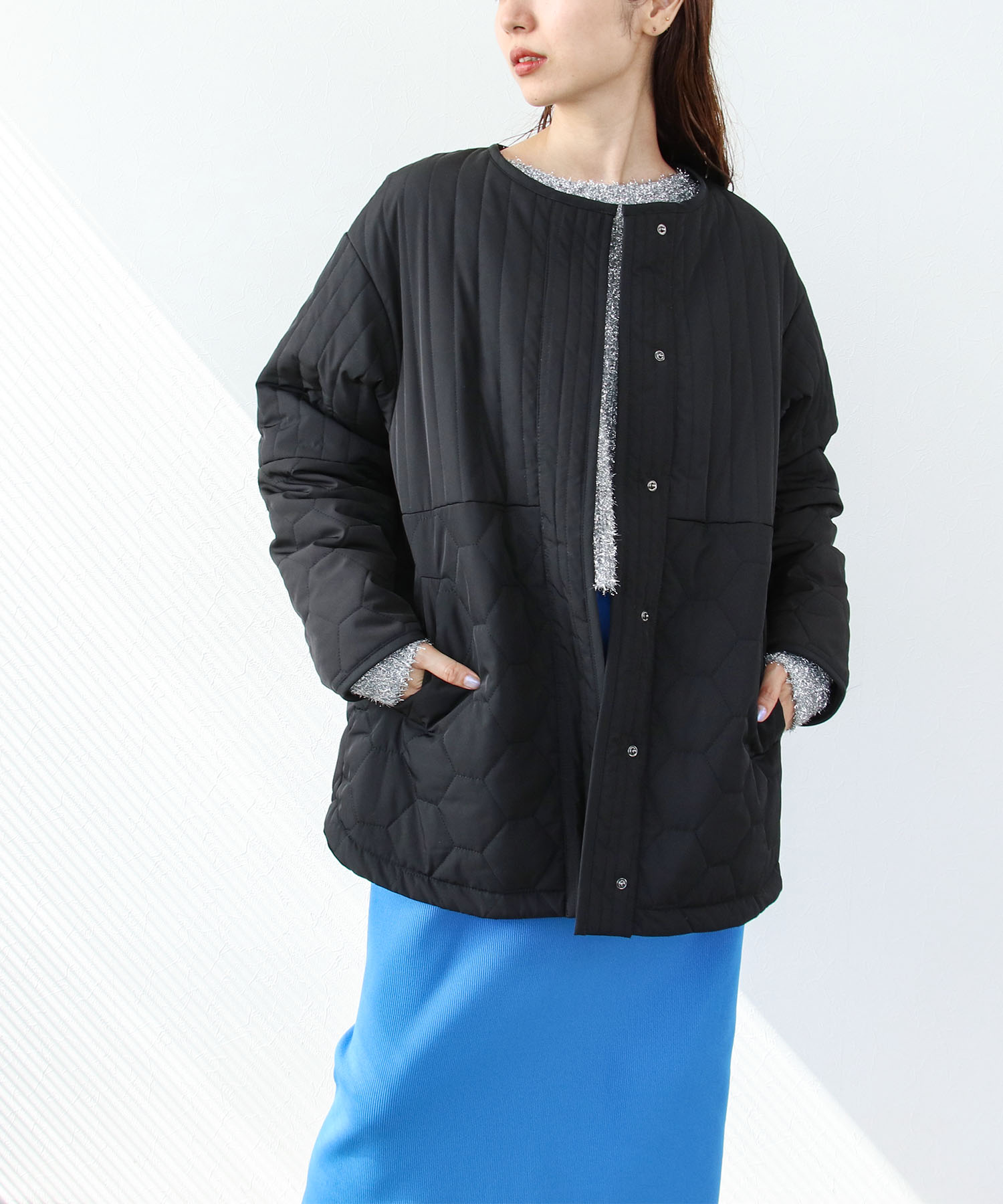 パターンMIXキルティングハーフジャケット | AND ON JIONE STORE