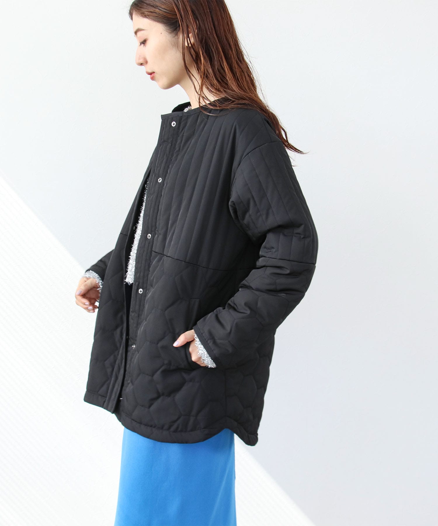 パターンMIXキルティングハーフジャケット | AND ON JIONE STORE