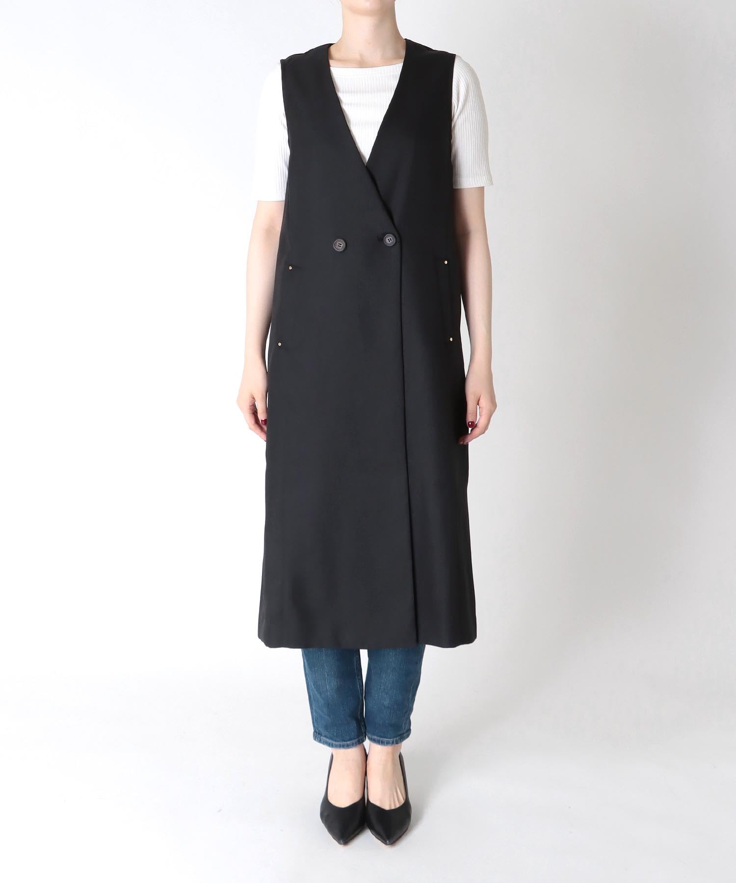 ポリサージノーカラーロングジレ | AND ON JIONE STORE(アンドオン