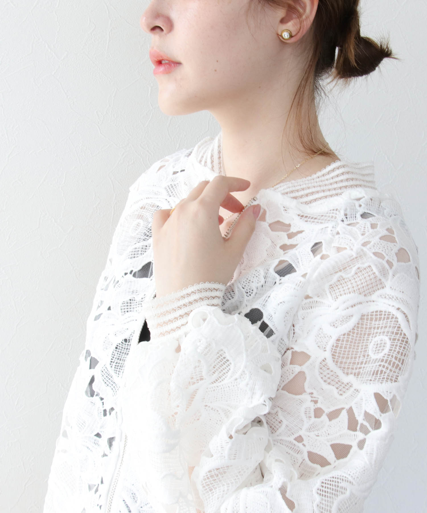 リブストライプレースブルゾン | AND ON JIONE STORE