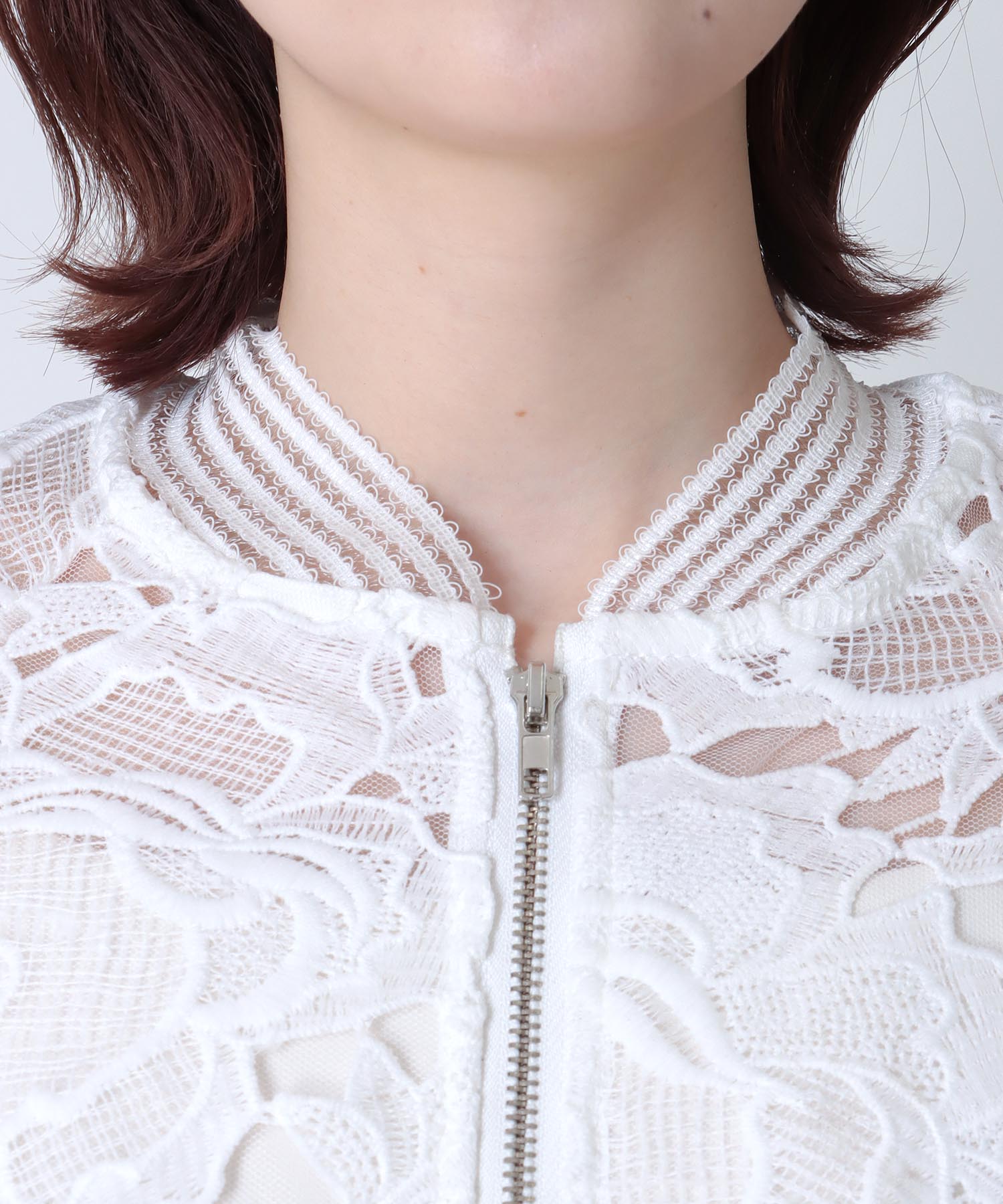リブストライプレースブルゾン | AND ON JIONE STORE