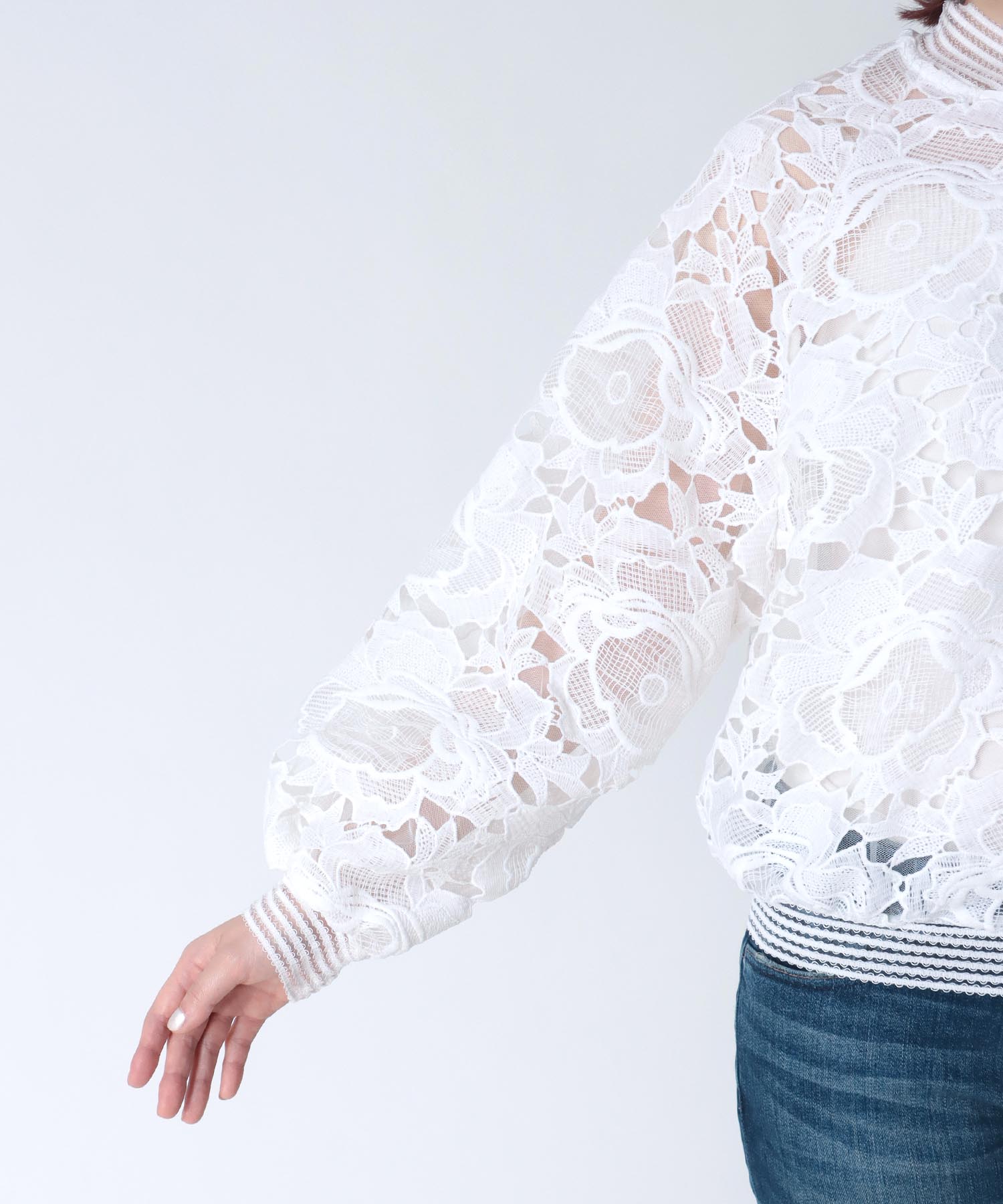 リブストライプレースブルゾン | AND ON JIONE STORE