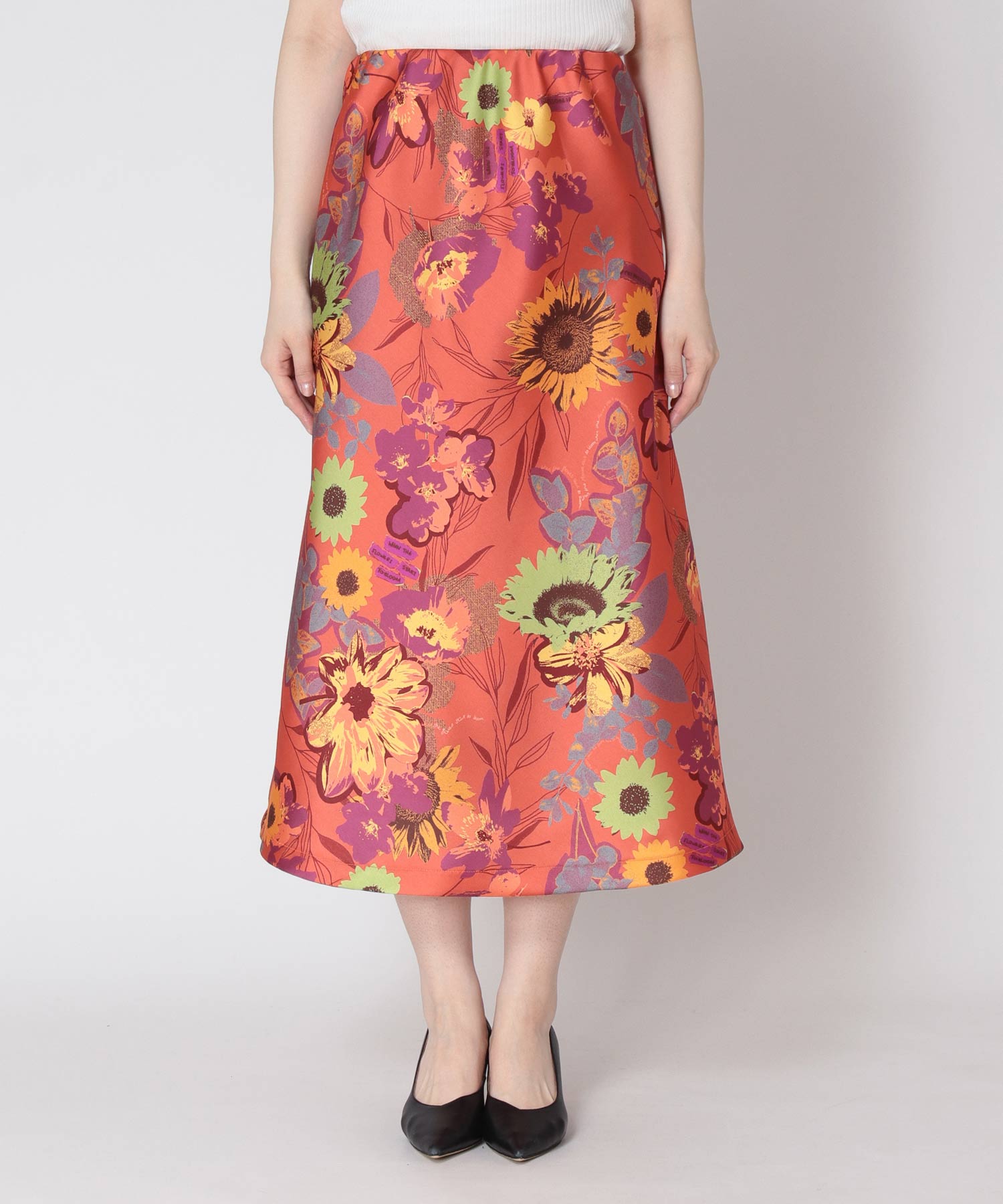 フラワープリントセミフレアスカート