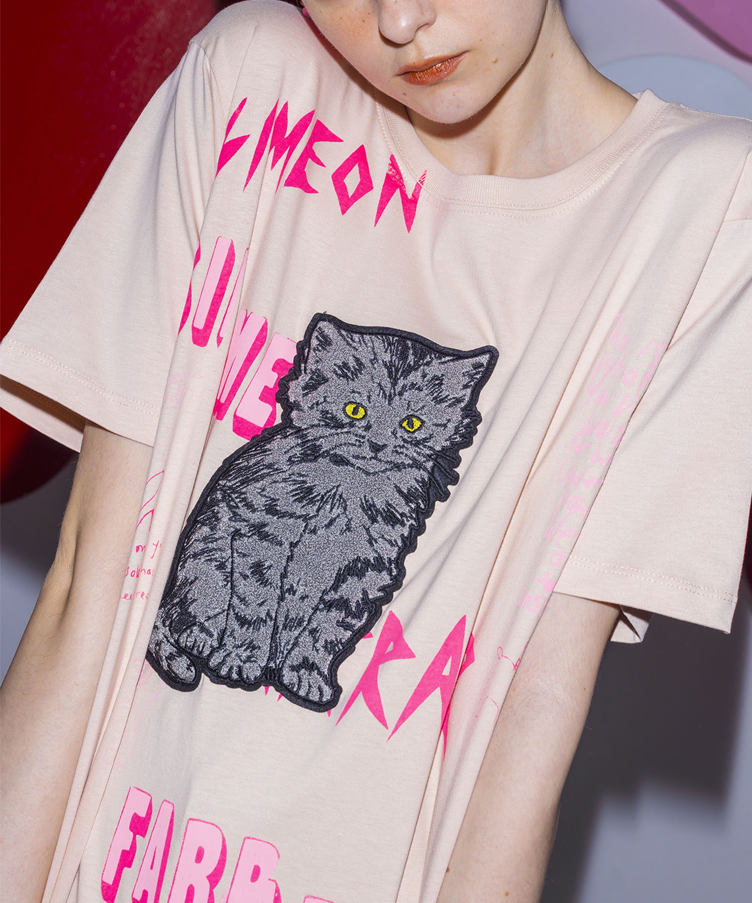 【一部店舗限定発売】SIMEON FARRAR / SCRIBBLE PATCH CAT T-shirt