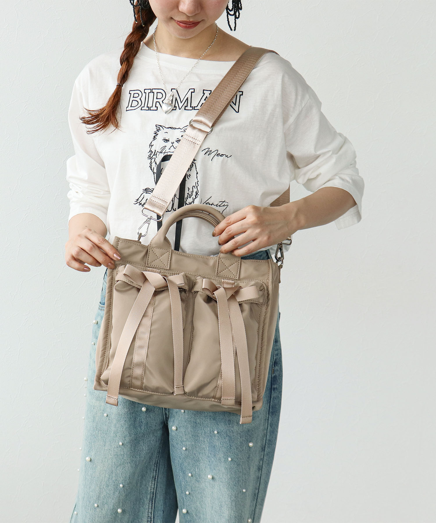 リボン飾りナイロントートバッグ | AND ON JIONE STORE（アンドオン）ジオン商事公式オンラインストア