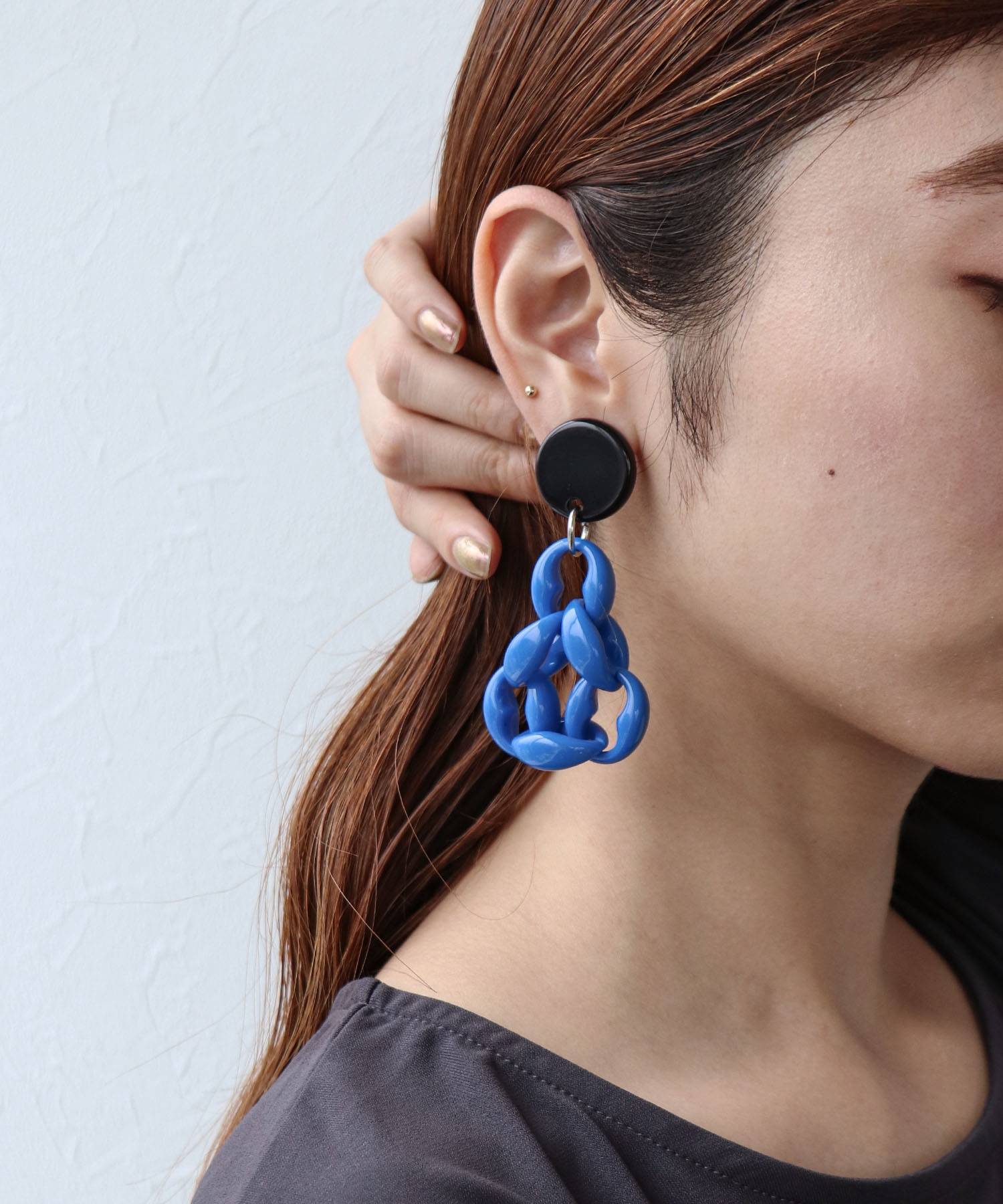 【MABEL】アクリルチェーンフープイヤリング