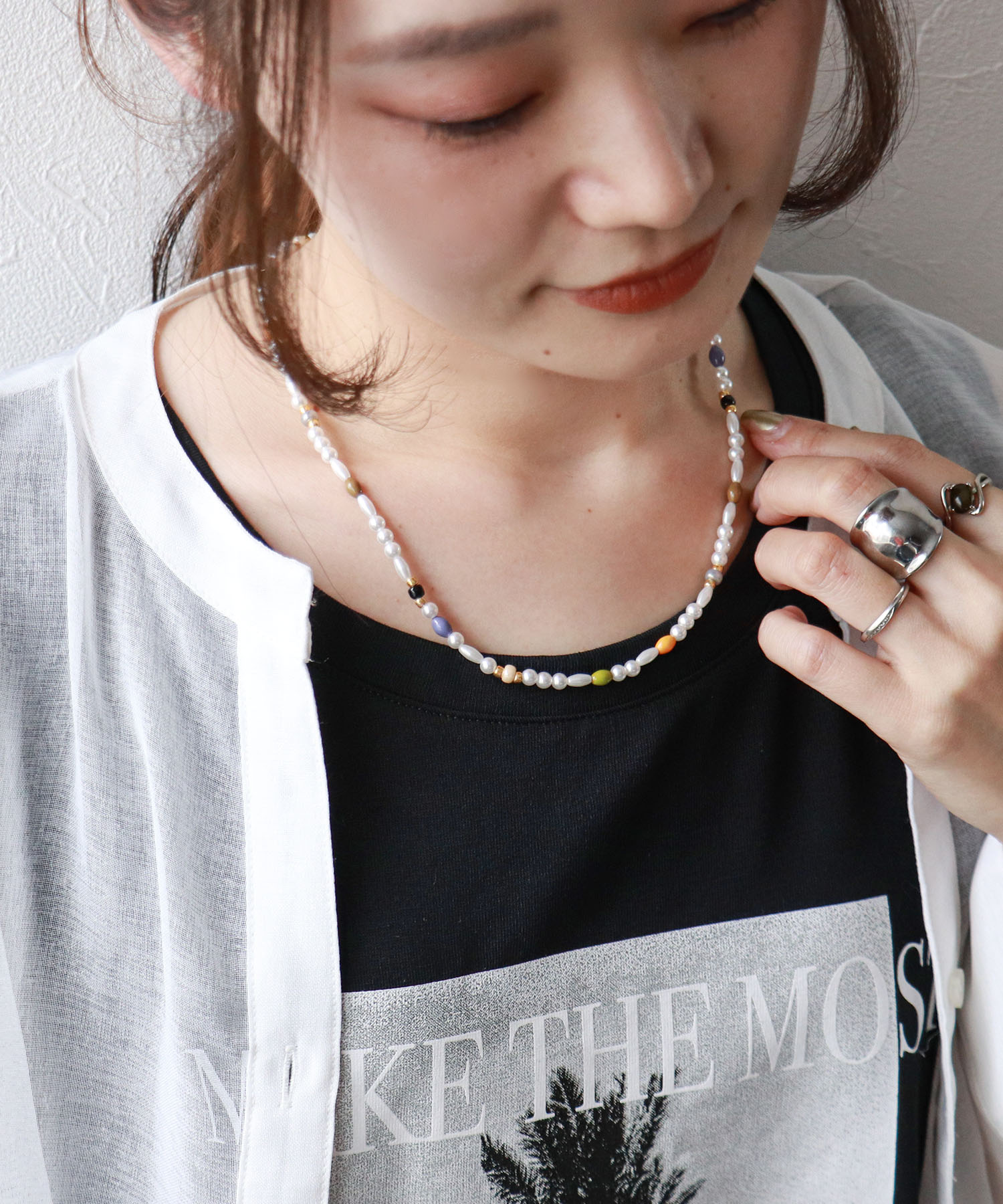パール×カラービーズネックレス | AND ON JIONE STORE