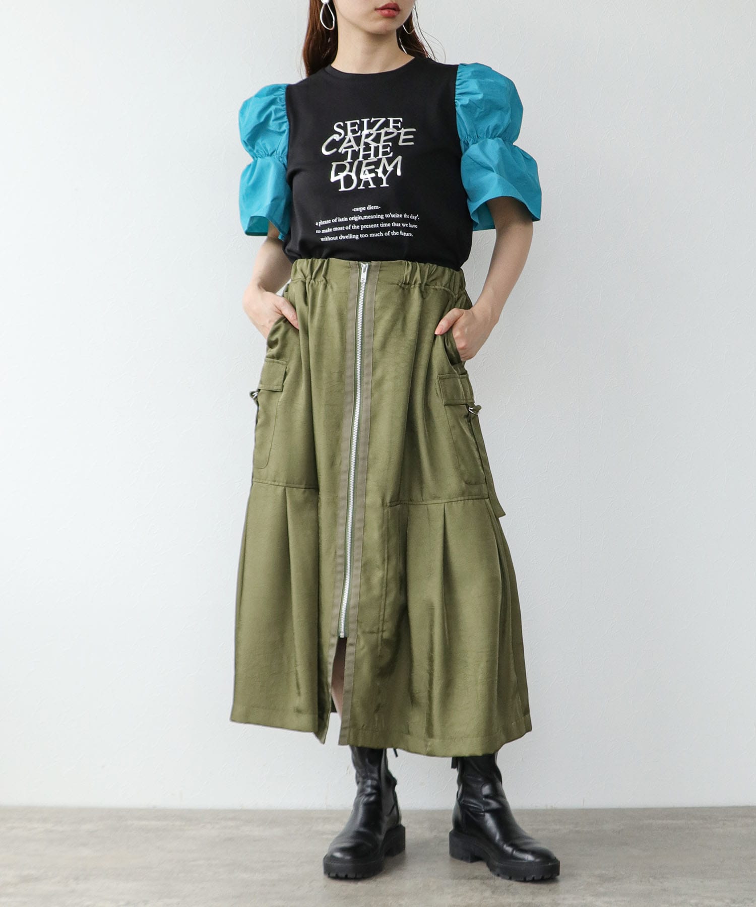 シェリエ sheller ドットカーゴスコート(ワッシャーサテンZIP シェリエ sheller ドットカーゴスコート(ワッシャーサテンZIP