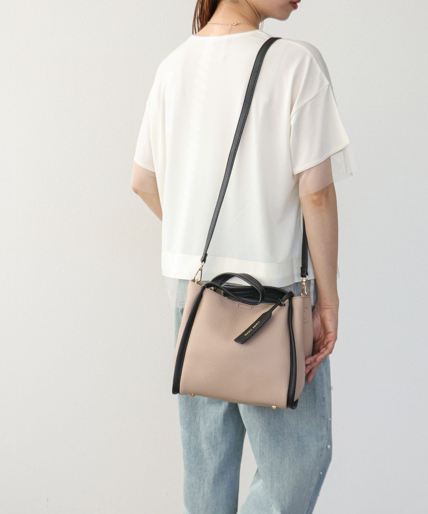 【cache cache】ミニショルダー付ソフトフェイクレザーバッグ