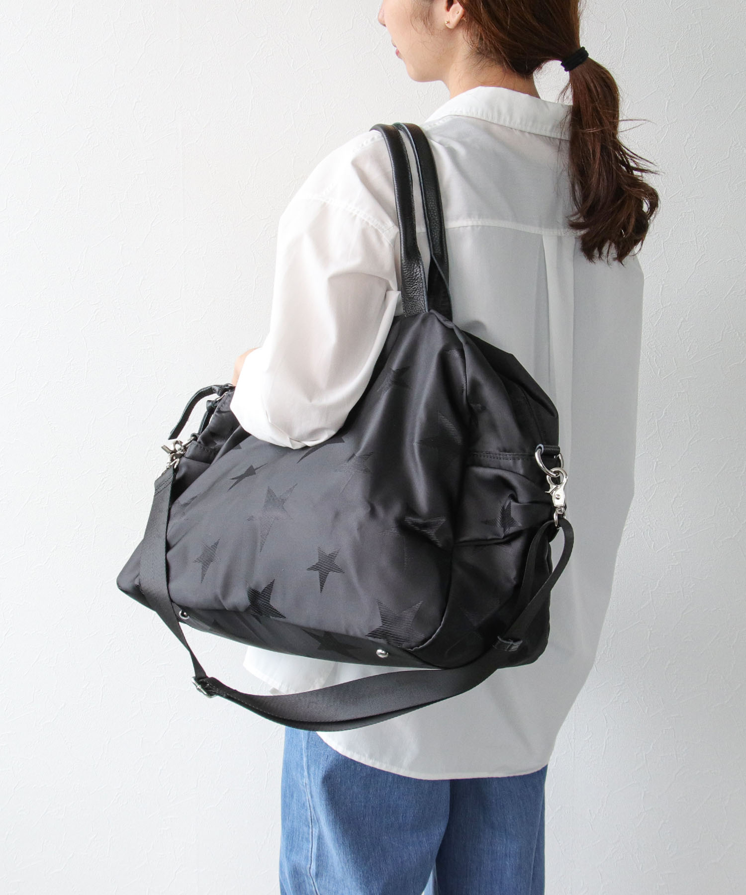 牛革×ブラックスターナイロンBIGボストン
