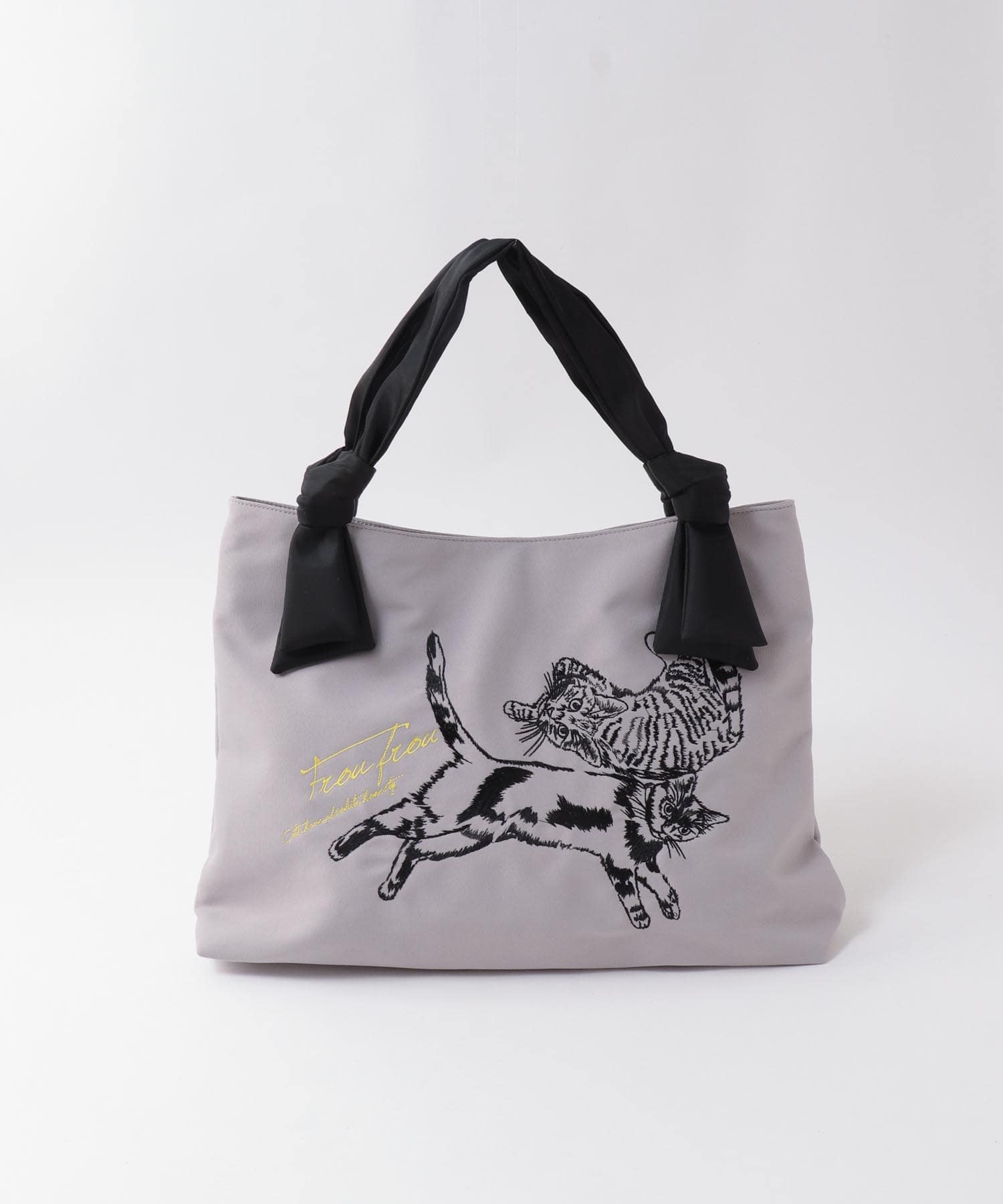 CAT刺繍リボンハンドルトート