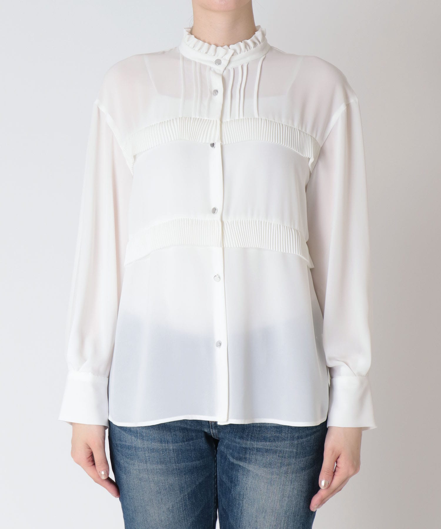 プリーツフリルブラウス