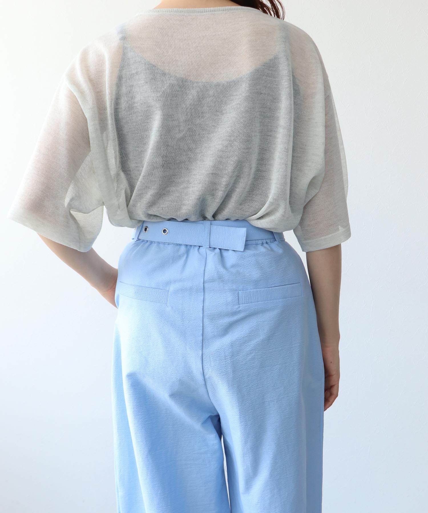 ベルト付きタックパンツ