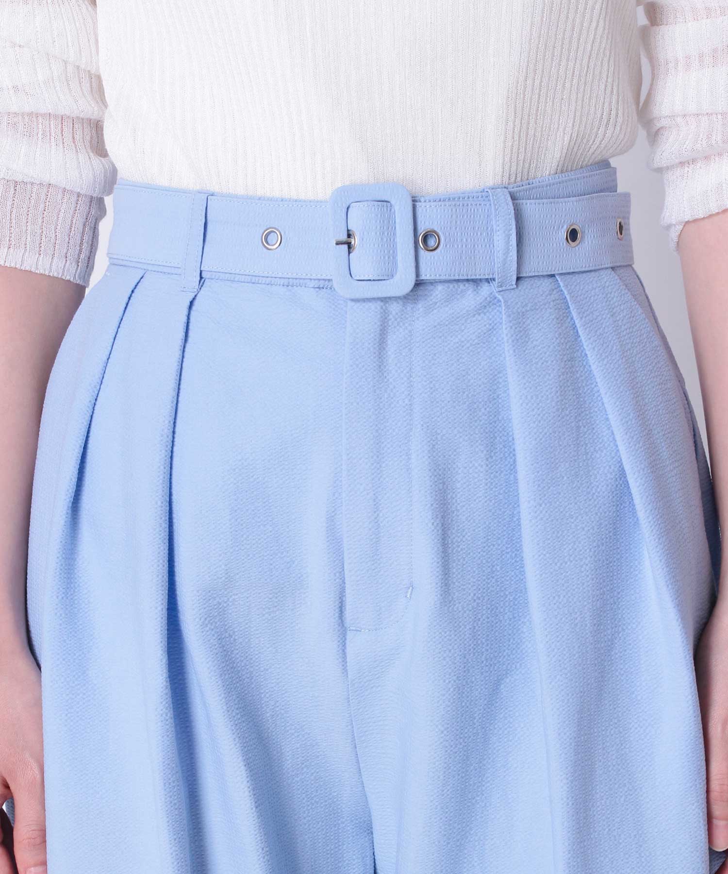 ベルト付きタックパンツ