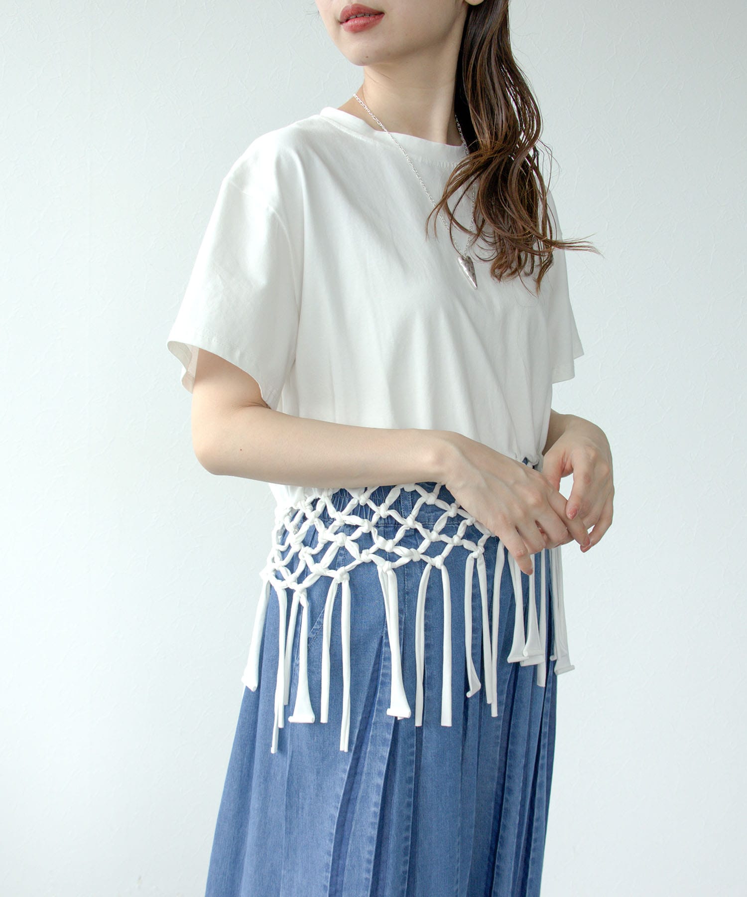 フリンジヘムTシャツ