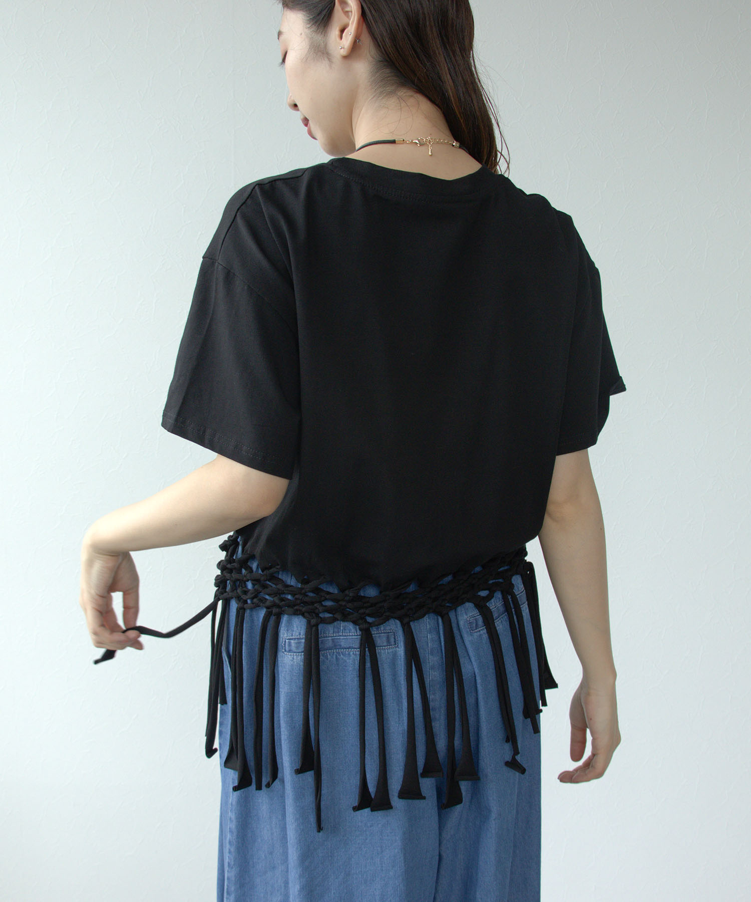 フリンジヘムTシャツ