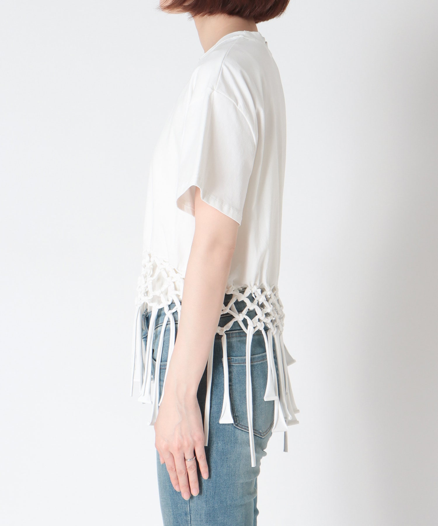 フリンジヘムTシャツ