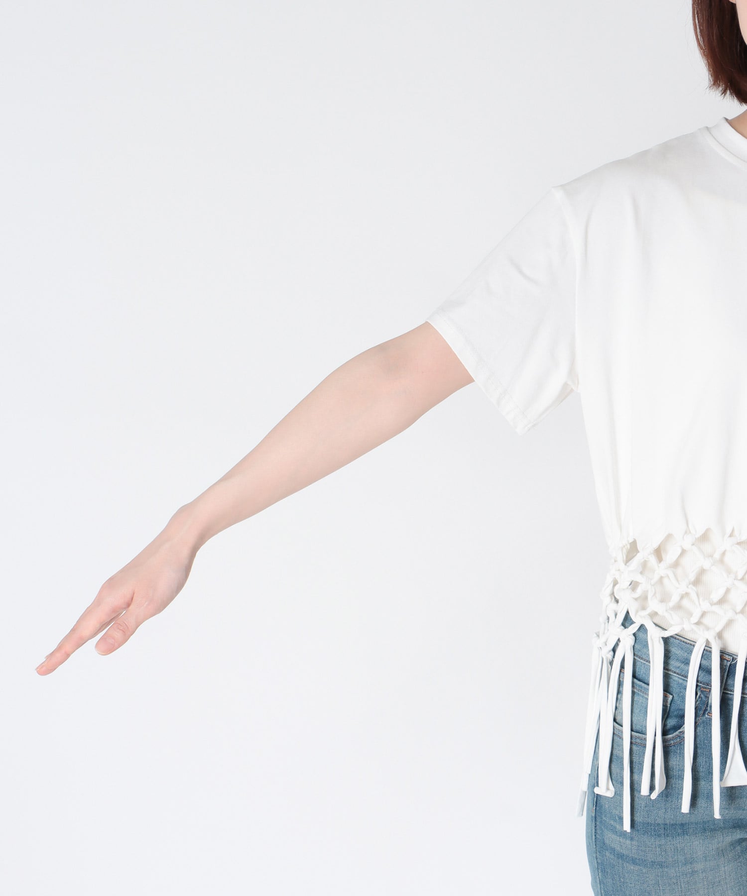 フリンジヘムTシャツ