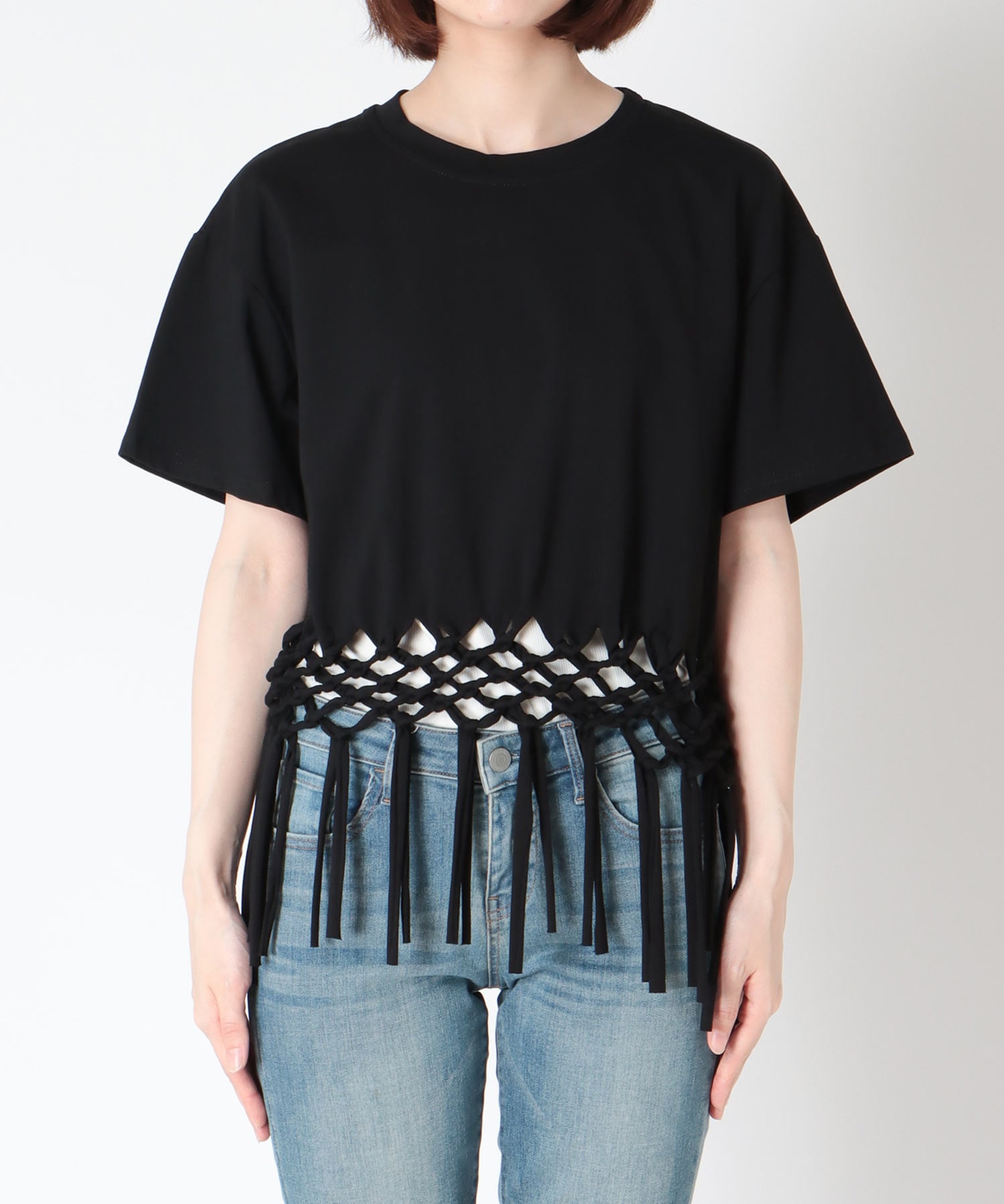 フリンジヘムTシャツ