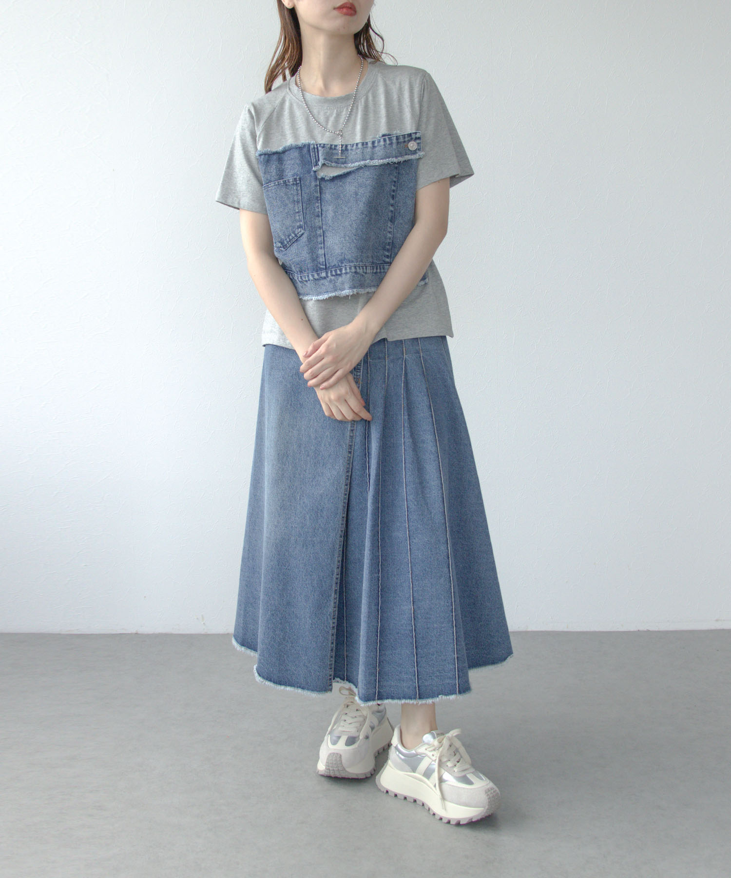 デニムコンビネーションTシャツ