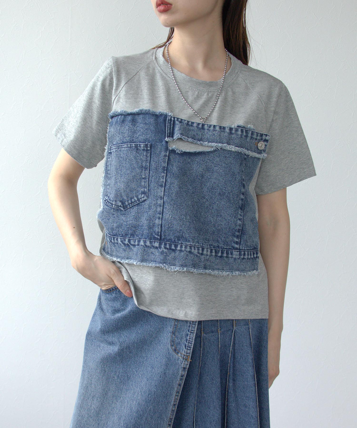 デニムコンビネーションTシャツ
