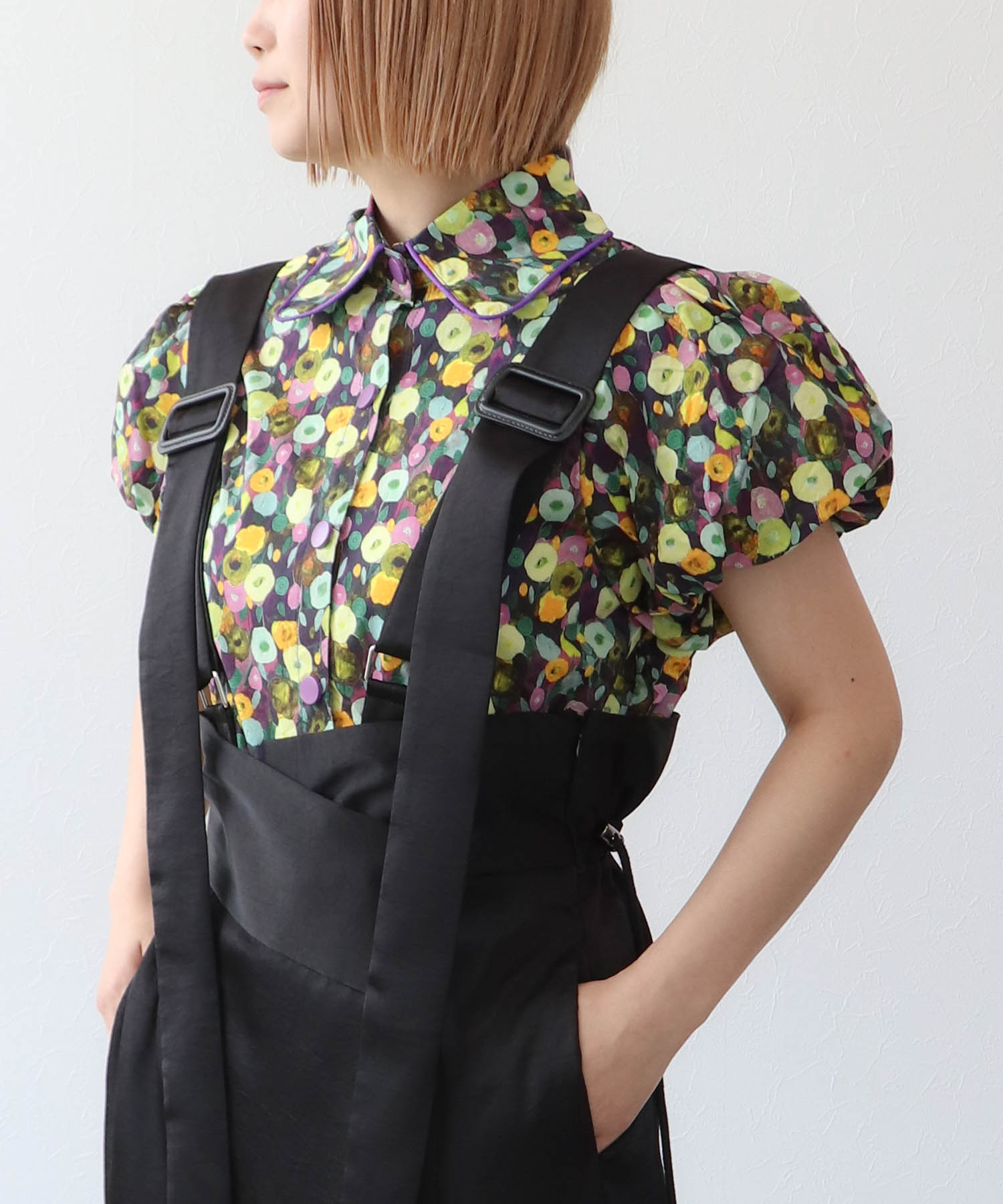 【WEB先行販売】フラワープリントバルーン袖ブラウス