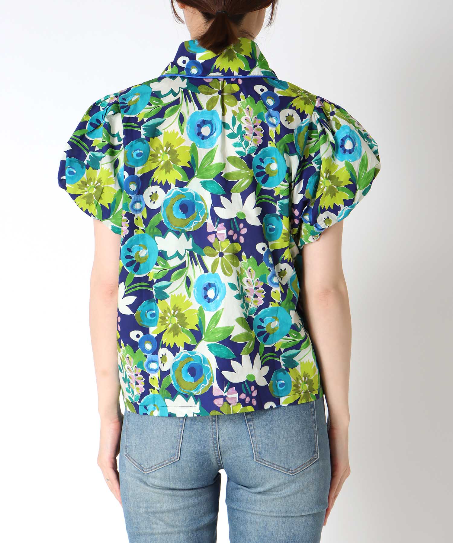 【WEB先行販売】草花プリントバルーン袖ブラウス