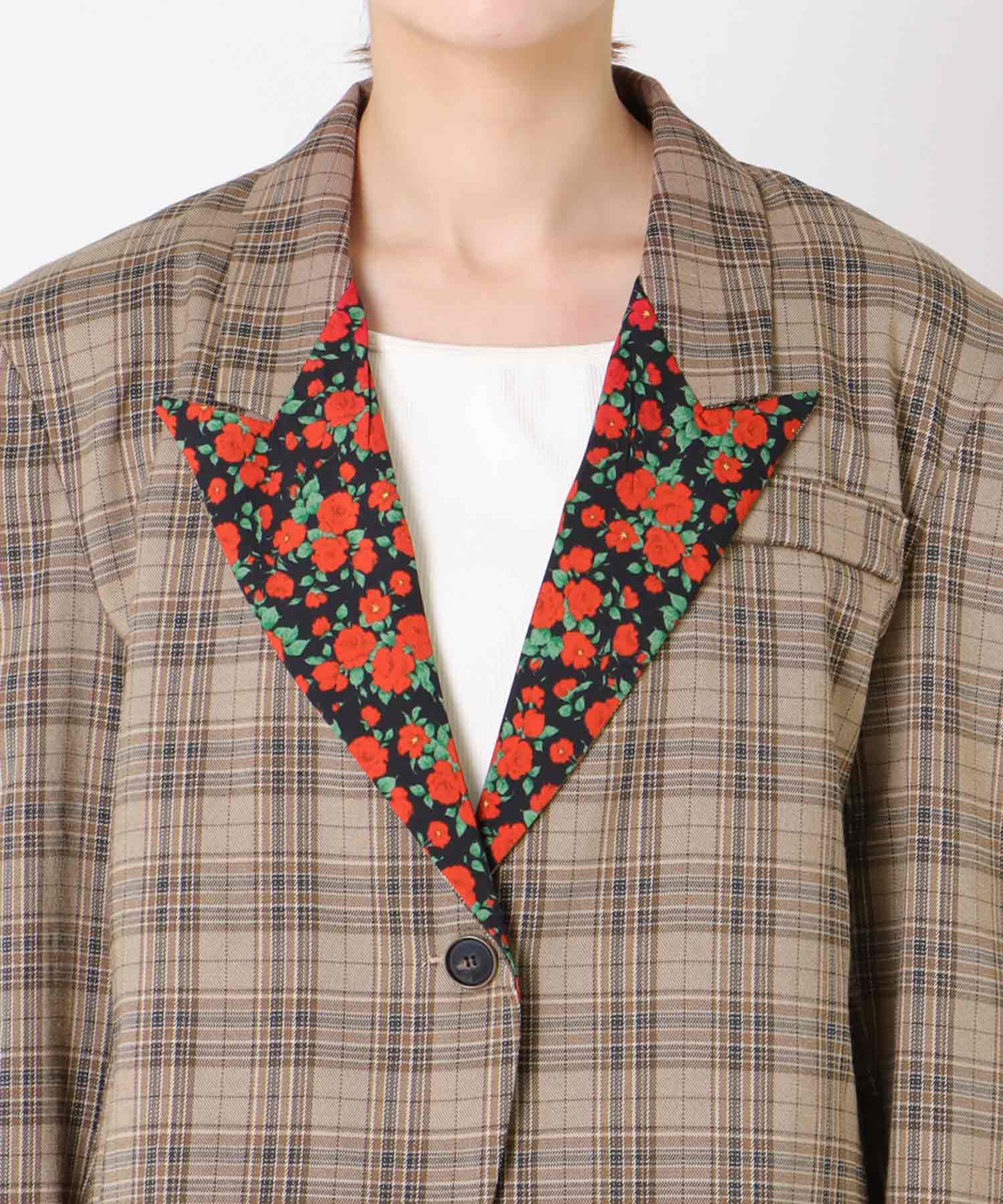 【WEB先行予約】ROSEプリント切替チェックジャケット