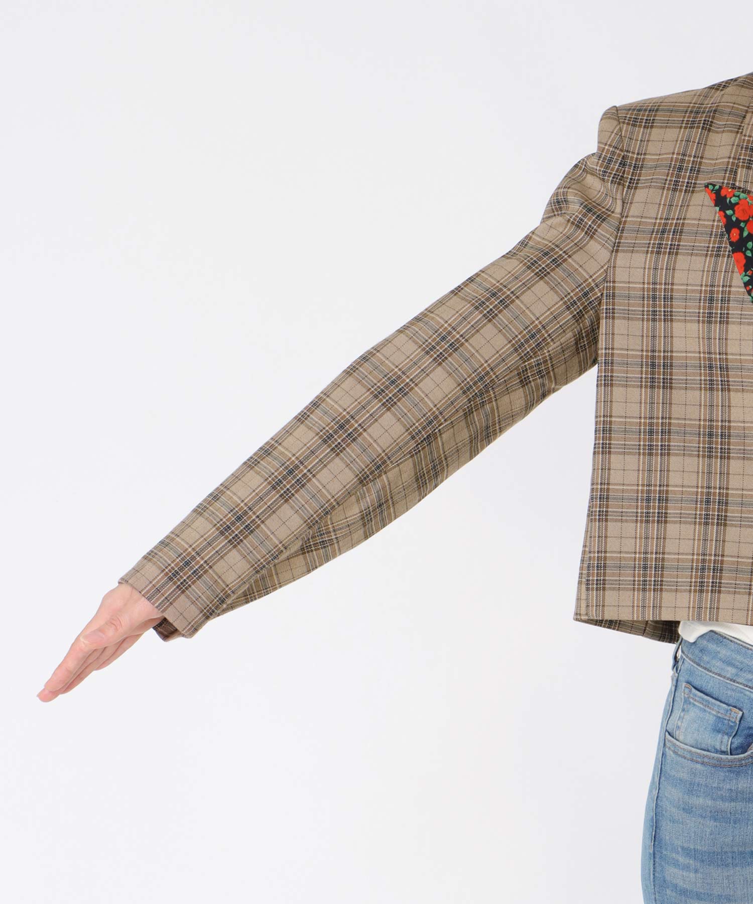 【WEB先行予約】ROSEプリント切替チェックジャケット