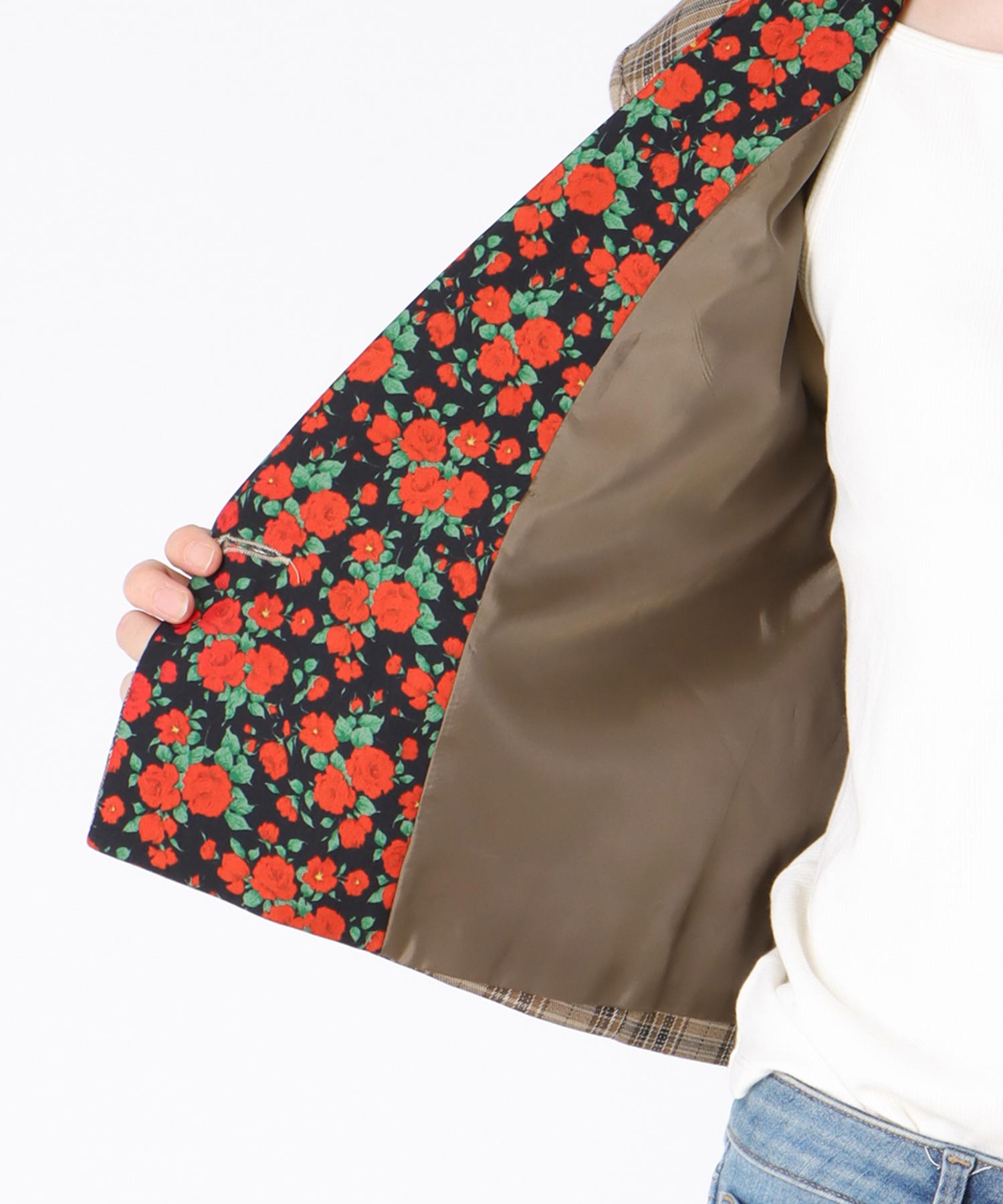【WEB先行予約】ROSEプリント切替チェックジャケット