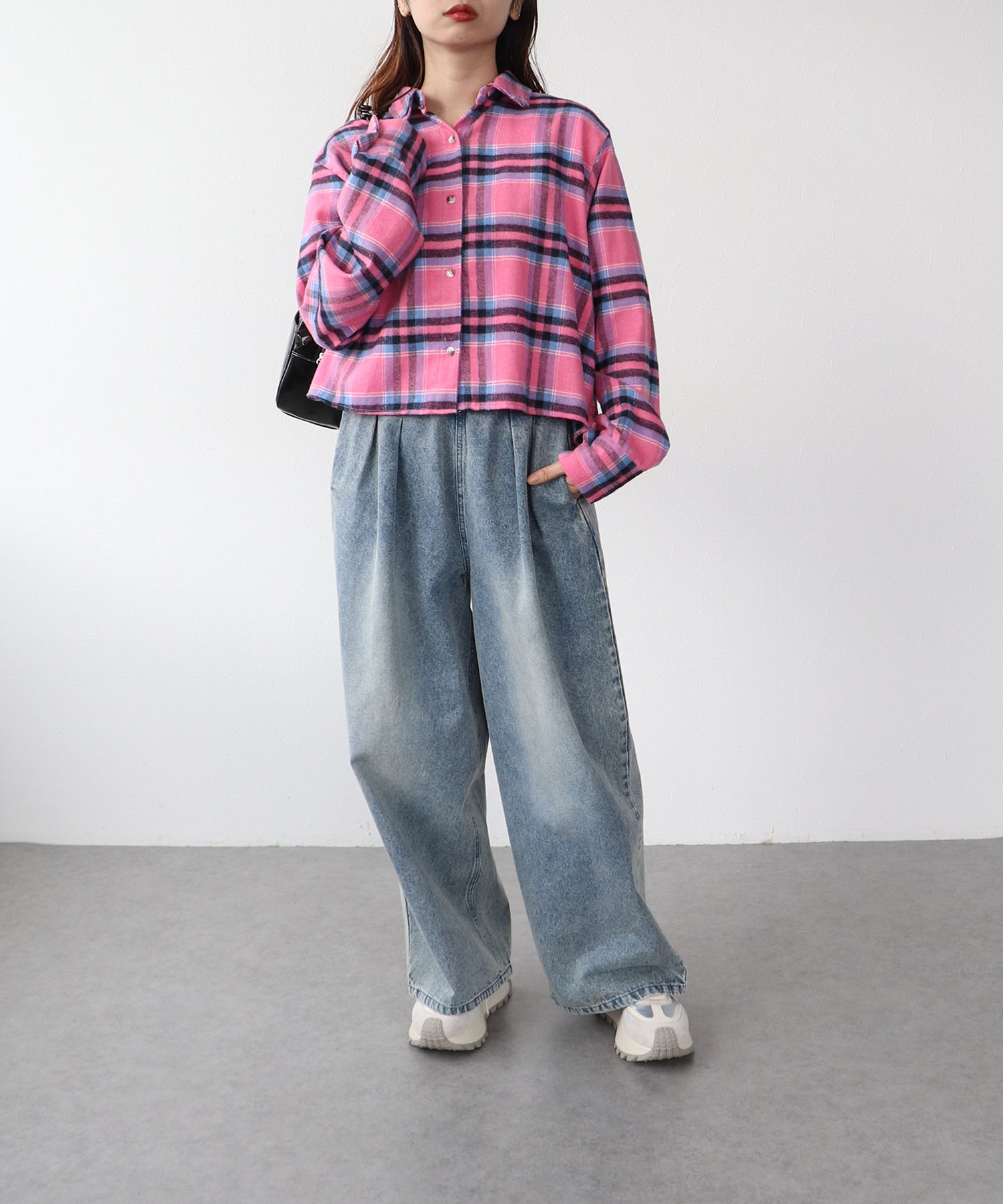 チェック柄ショートシャツ