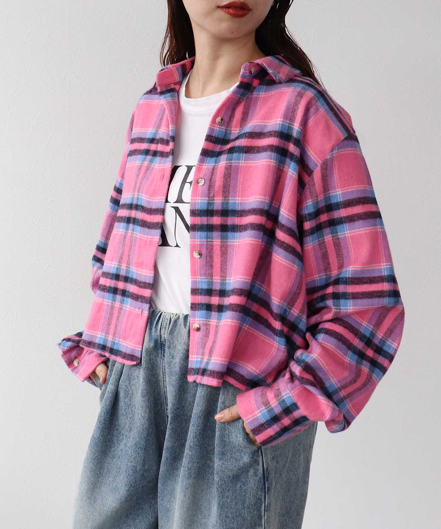 チェック柄ショートシャツ