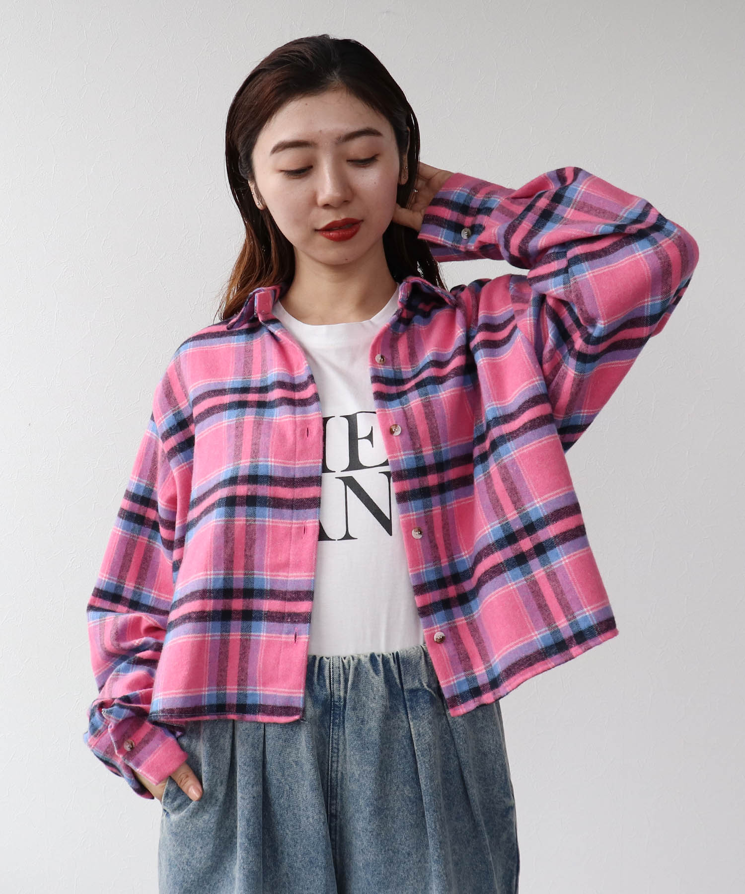 チェック柄ショートシャツ