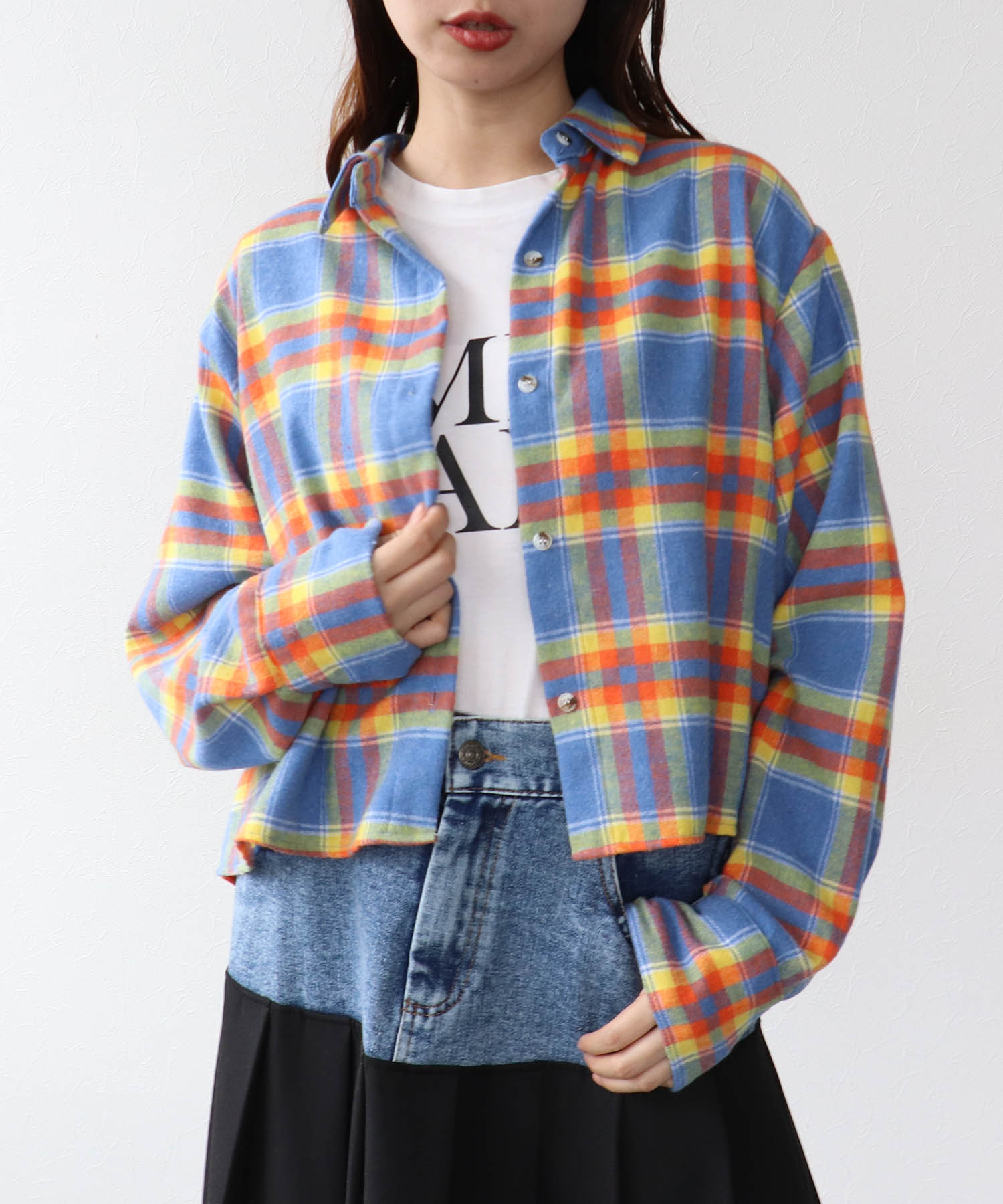 チェック柄ショートシャツ